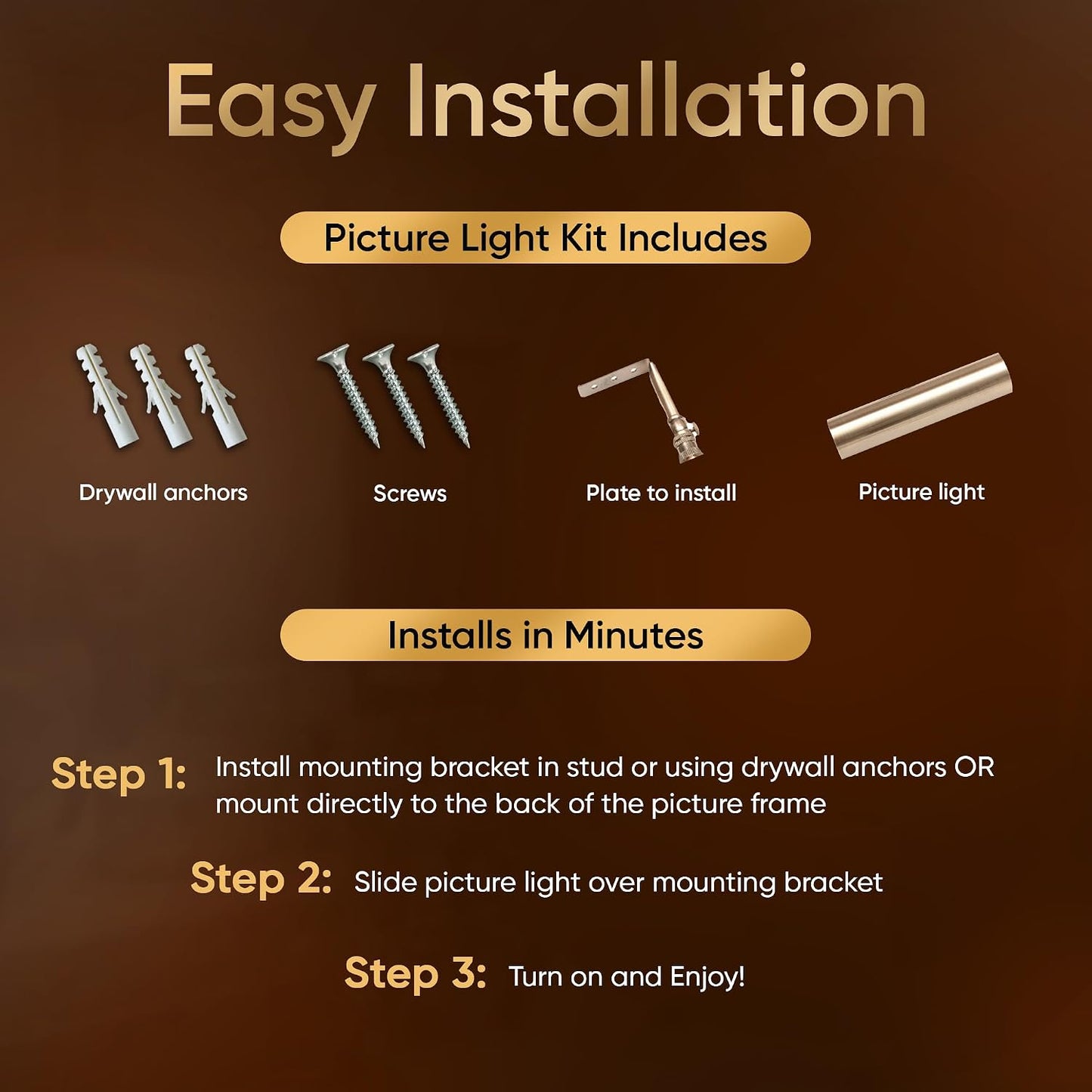 Concept Lighting 102L Cordless Remote Control LED Picture Light- 11 1/2 inch Antique Brass With Silver Undertones