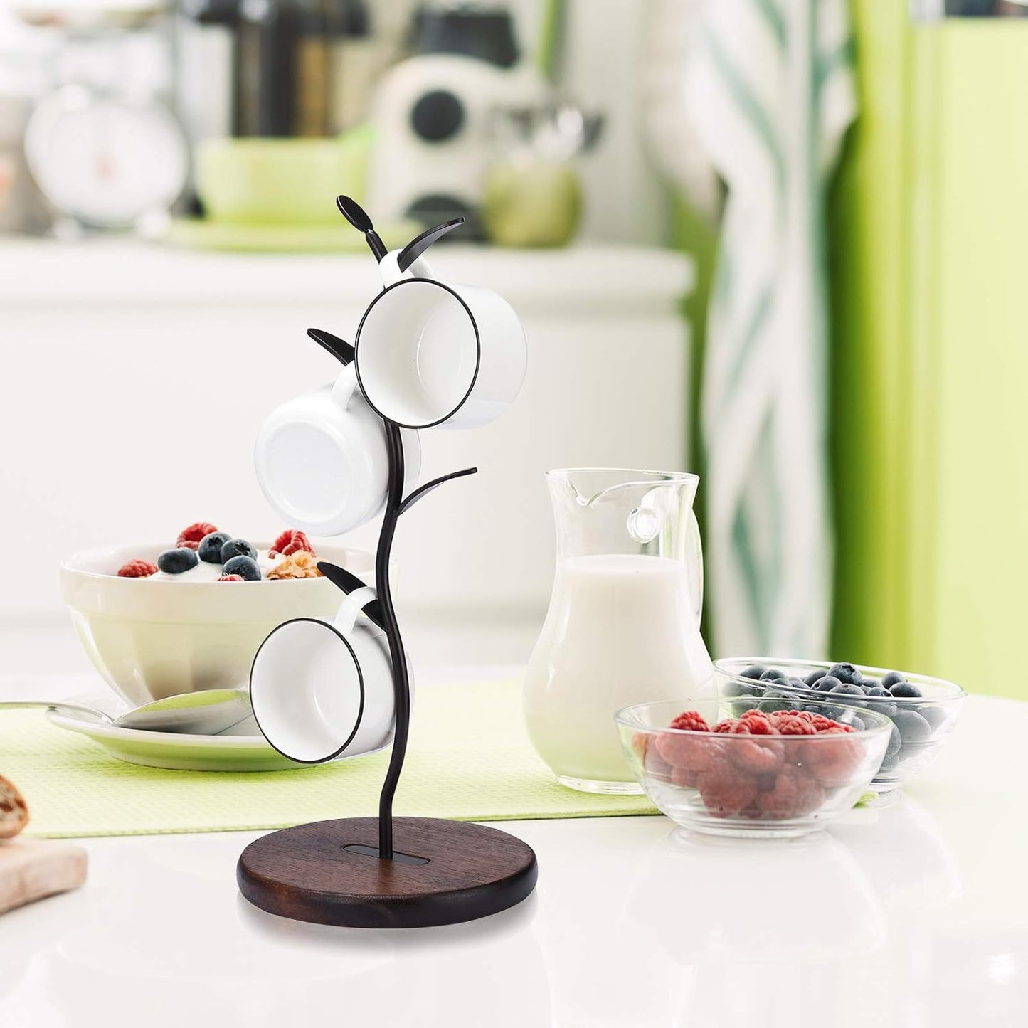 ALLCENER Mug Holder, Countertop Mug Tree, Coffee Mugs & Tea Cup Storage Rack, Coffee Counter Bar Accessory & Kitchen
