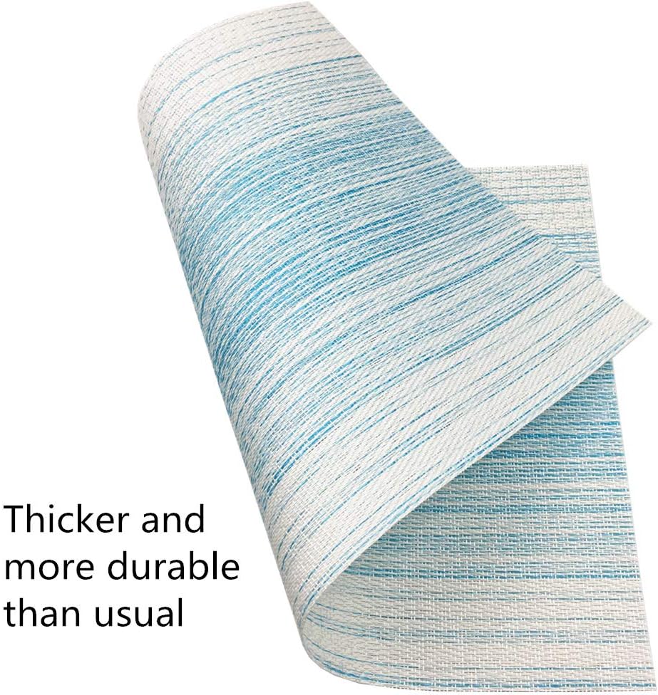 WAZAIGUR Placemats Set of 8, Woven Vinyl Table Placemats, Blue with White | Placemat, Blending Color Durable Washable