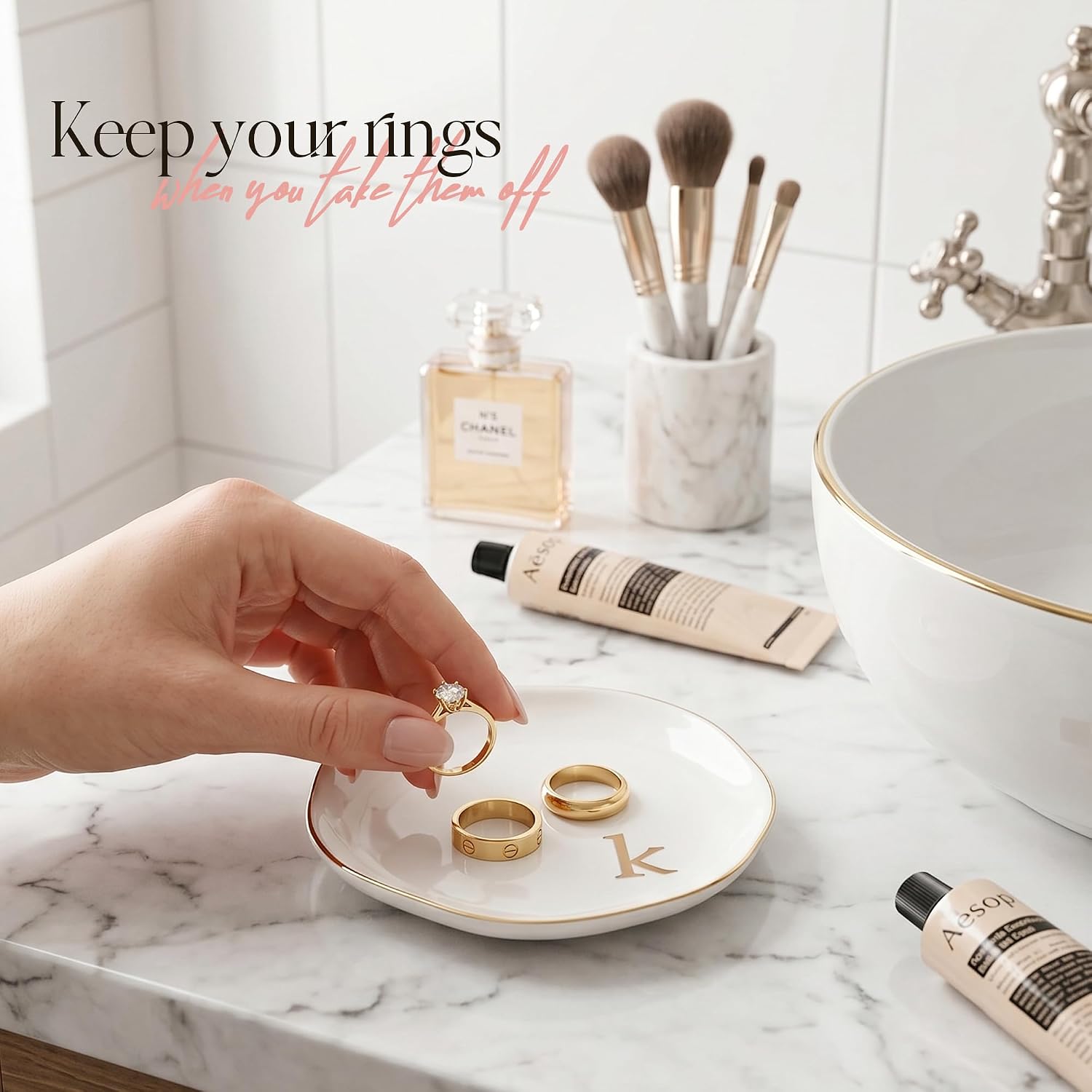 Ceramic Jewelry Tray / K / White