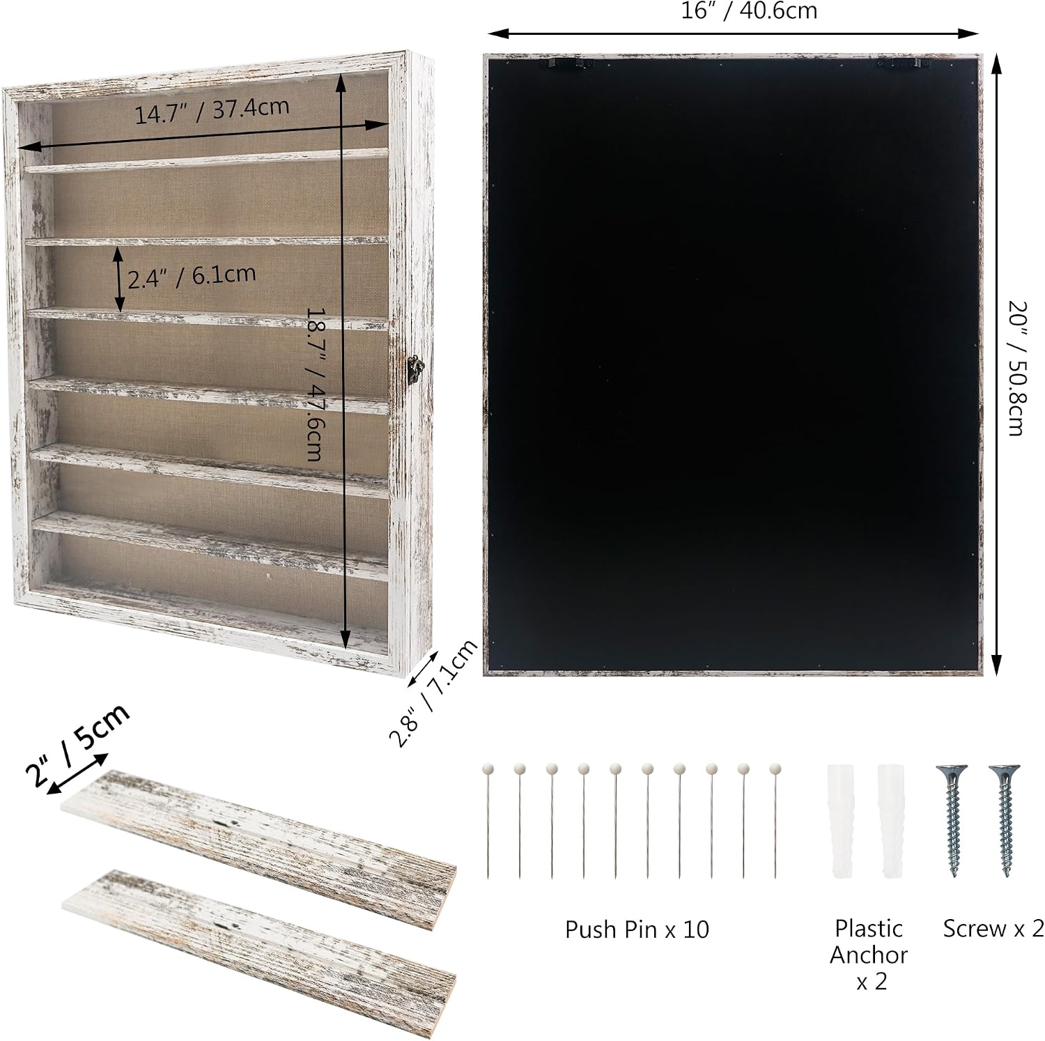 FramePro Shadow Box Frame Display Case 16x20 with Removable Shelves, Deep Memory Box Trinket Knick Knack Shelf Cabinet