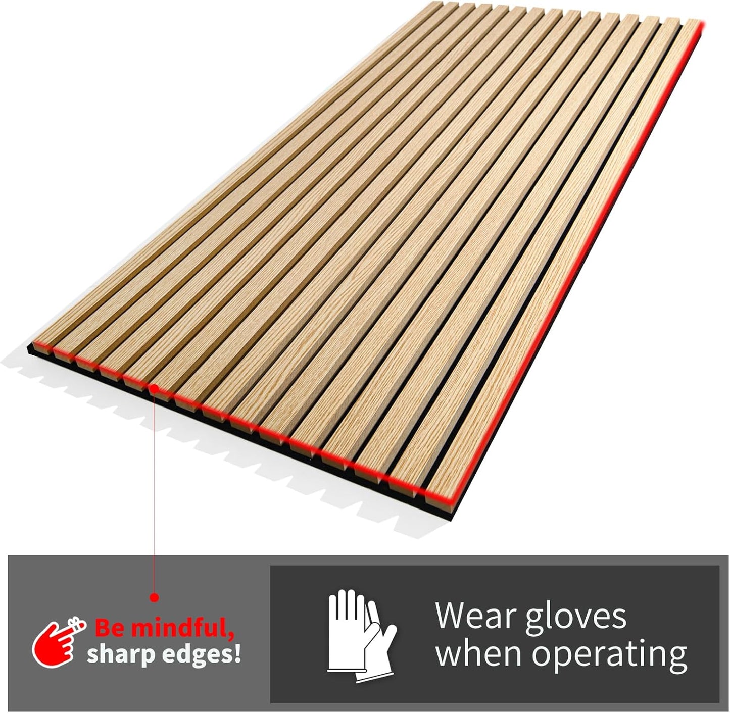 4-Piece Wood Slat Acoustic Panels for Stylish Decor / 94.5 * 7.9 Inch / Matte Black / Set of 4
