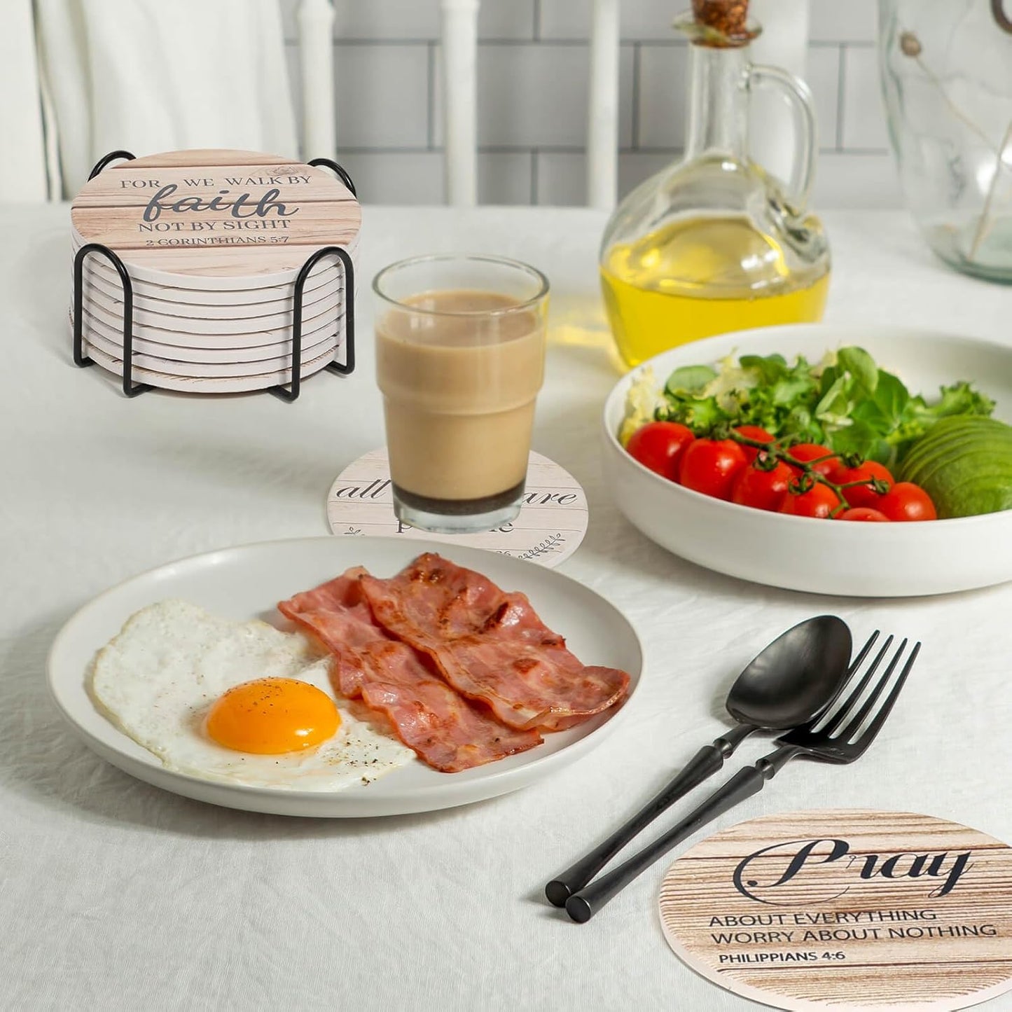 Holder / Absorbent Drink Coasters / Set of 8
