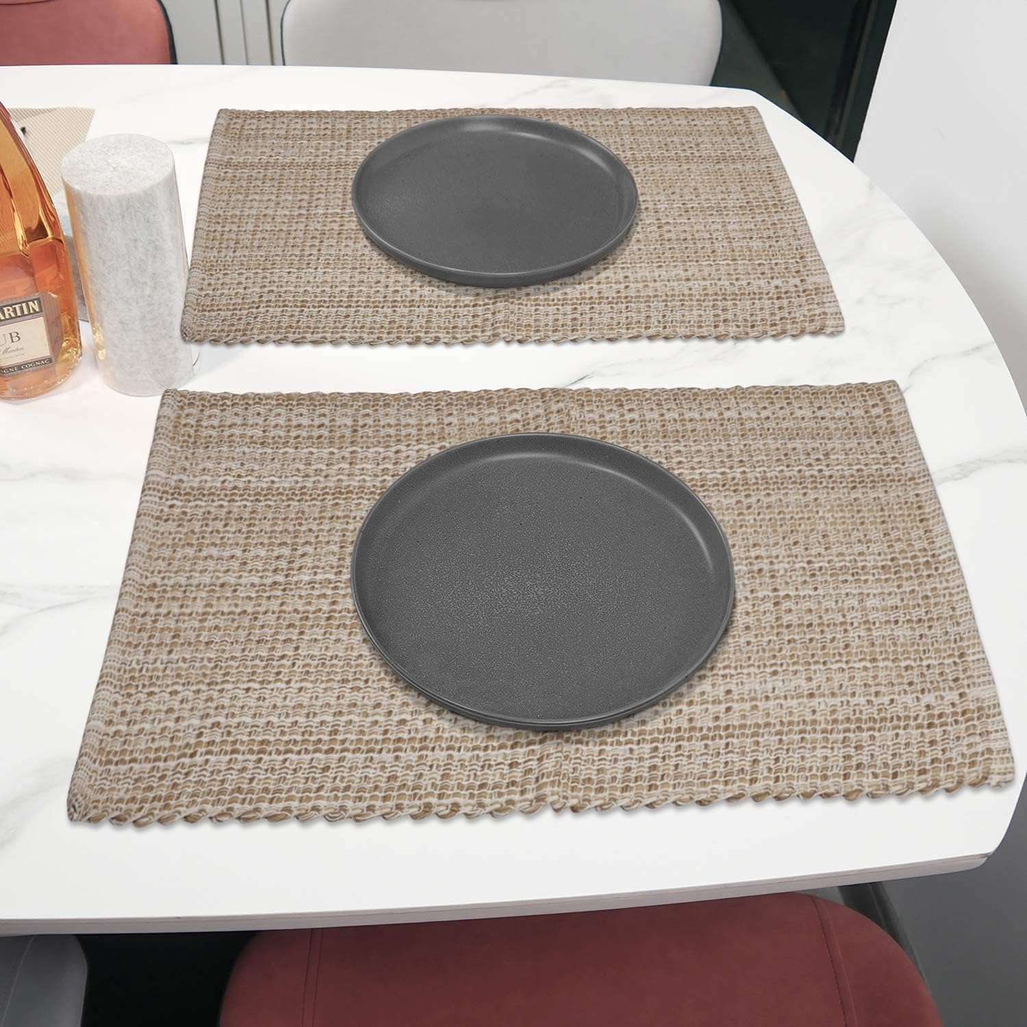 Urban Villa Two Tone Placemat Cotton Tablemat 14x20 (Set of 6) Eggshell