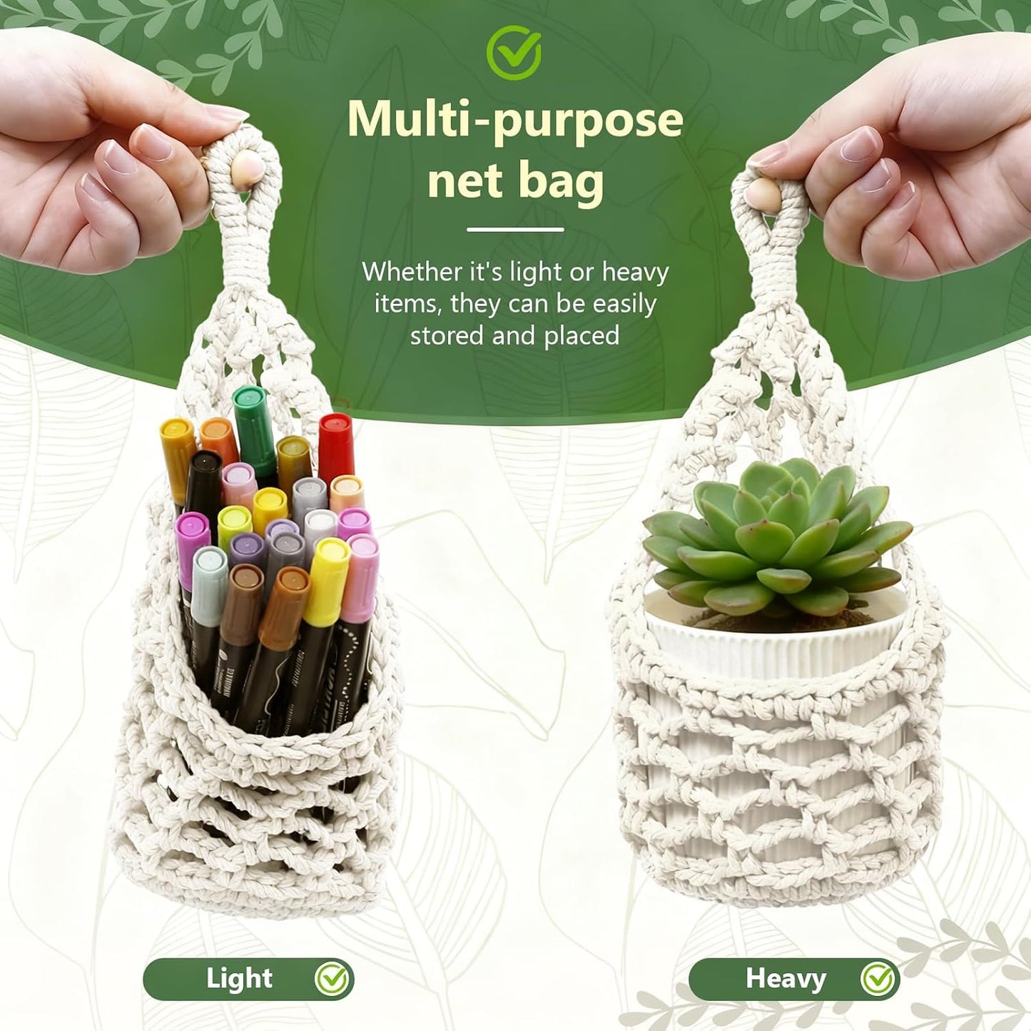 Macrame Wall Plant Hanger / Ivory / 4-inch / 4 Inch