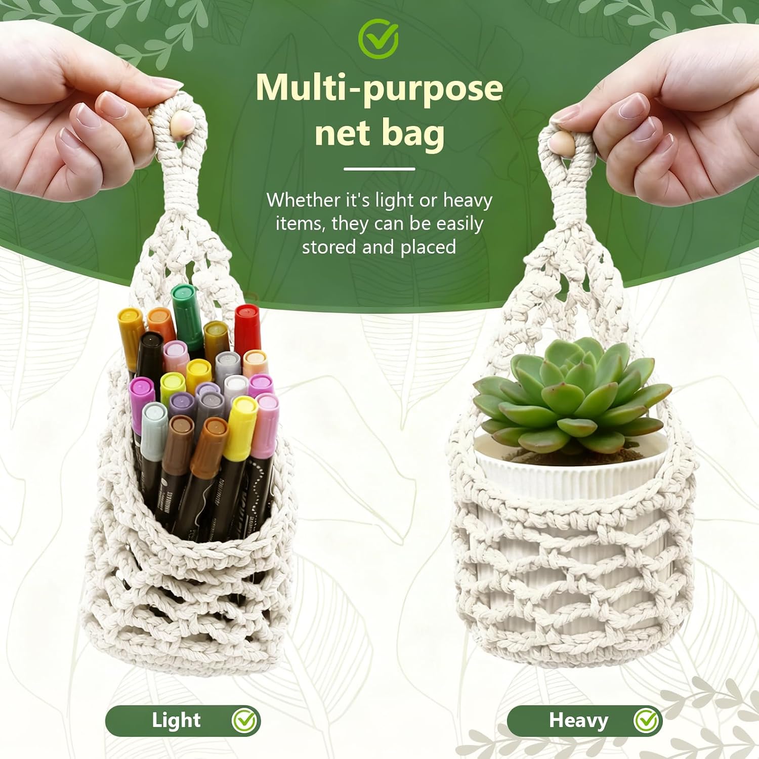 Macrame Wall Plant Hanger / Ivory / 4-inch / 4 Inch