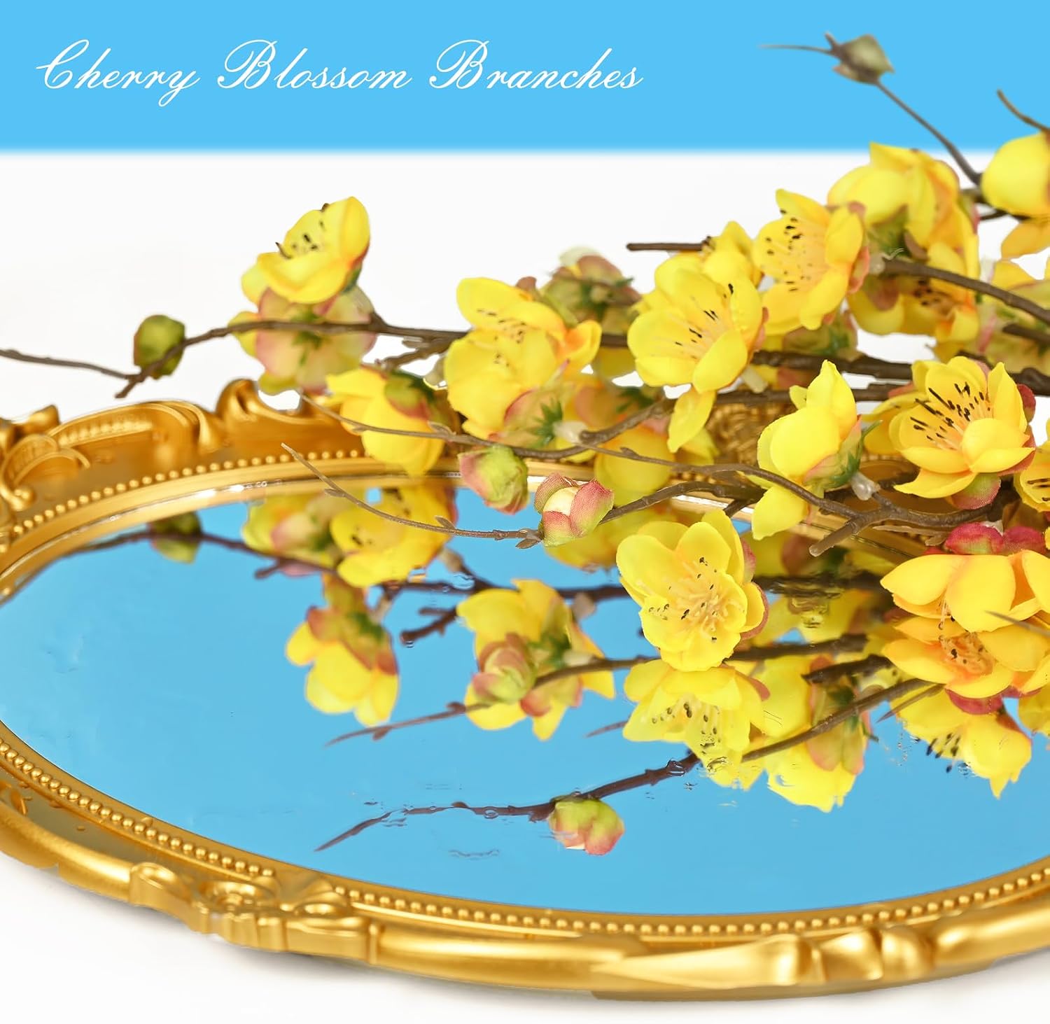 Cherry Blossom Branches for Vases / Yellow / Set of 4