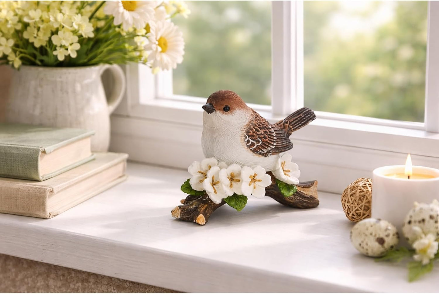 Wren Songbird & Flowers / Brown