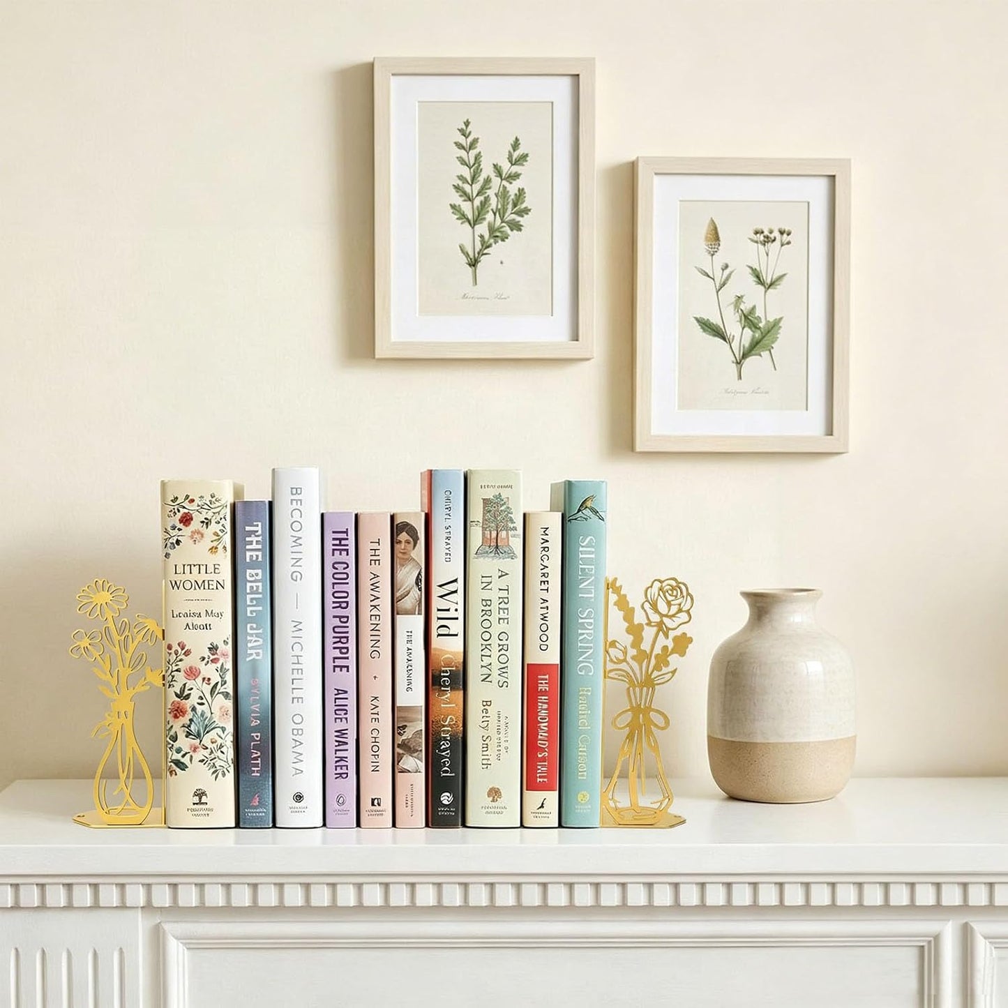 Flower Gold Bookends Metal Book Ends / Gold Flower