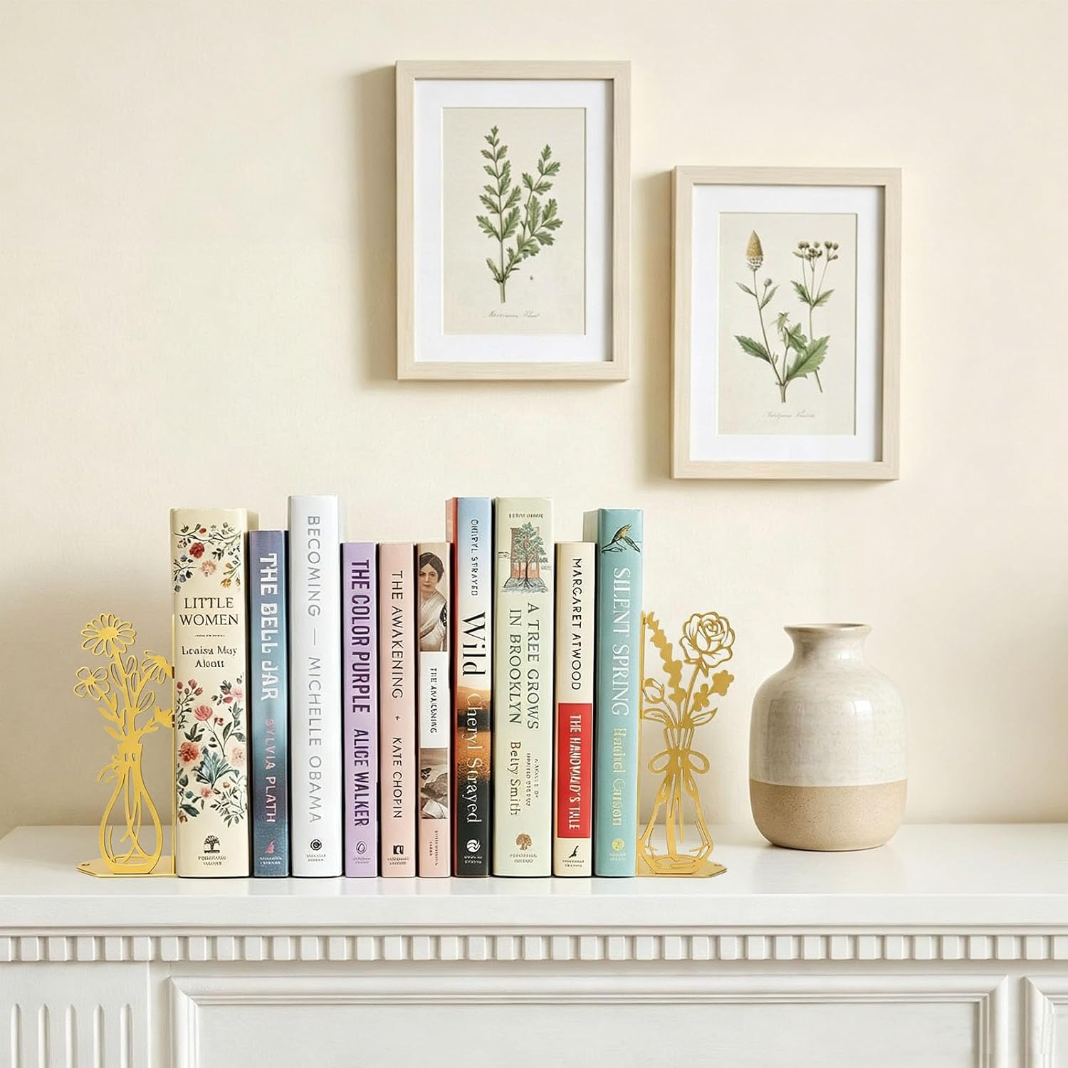 Flower Gold Bookends Metal Book Ends / Gold Flower