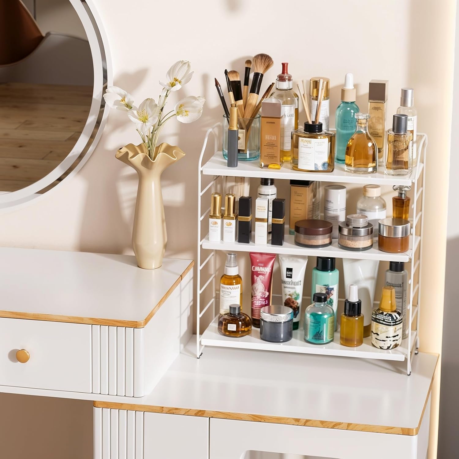 BOIVSHI Bathroom Countertop Organizer, 3-Tier Bathroom Counter Organizer, 8-Levels Height Adjustable, Bathroom