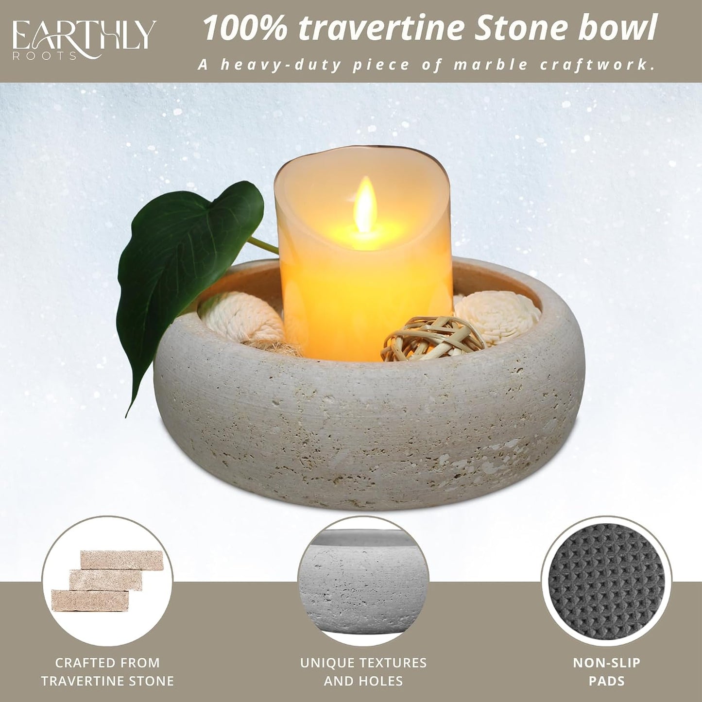 Candle / 7.5" Stone Candy Bowl / Natural