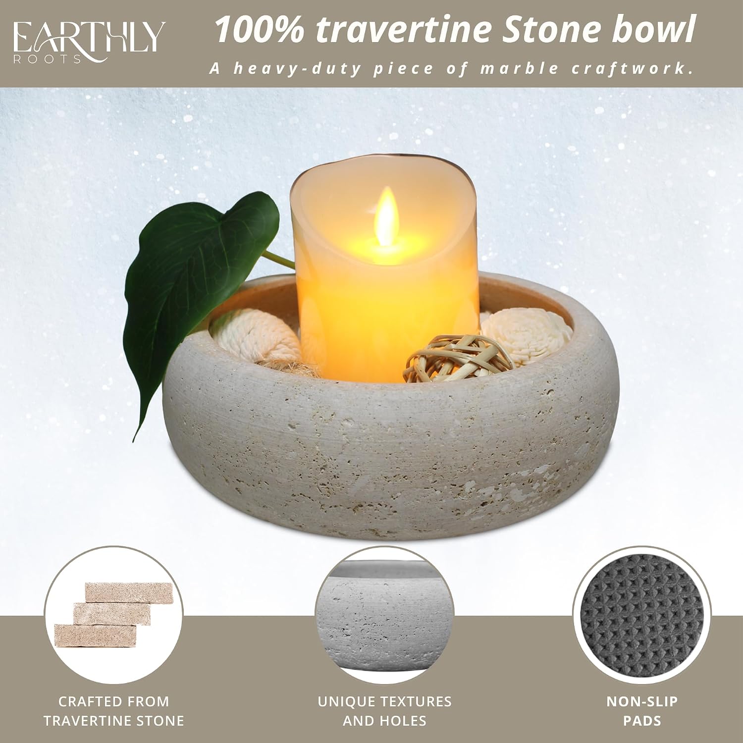 Candle / 7.5" Stone Candy Bowl / Natural