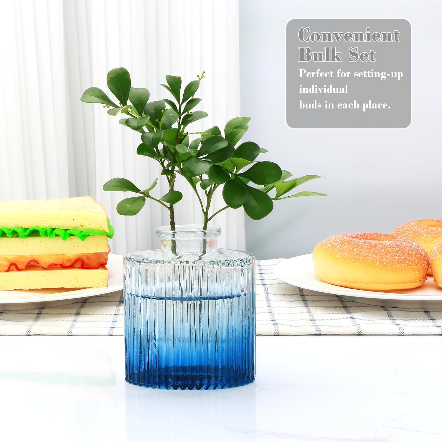Glass Bud Vases / Deepblue / Blue / Set of 4