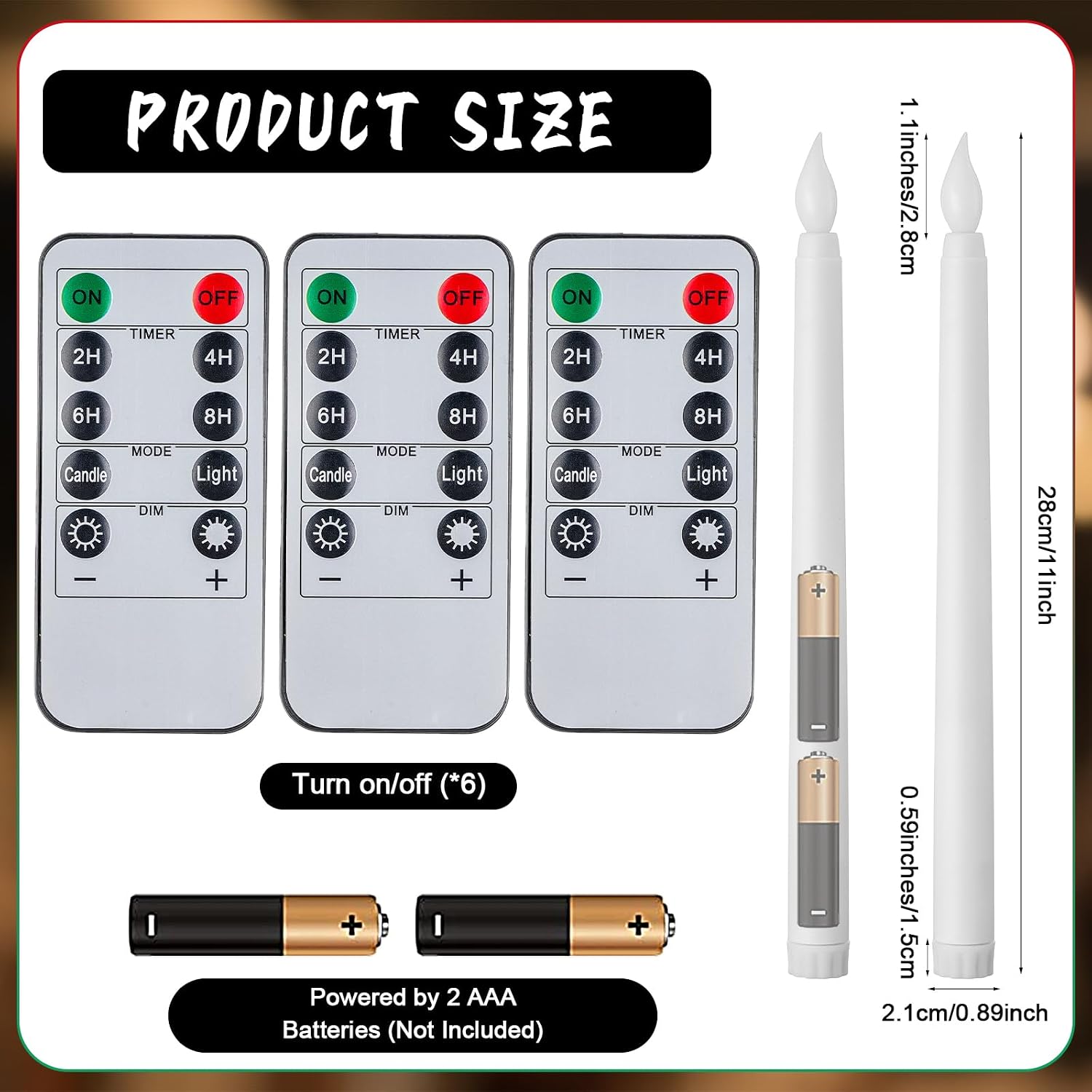 72 Pcs Flameless Taper Candles with Remote and Timer 11" Battery Operated Candlesticks LED Flickering Faux Candles Warm