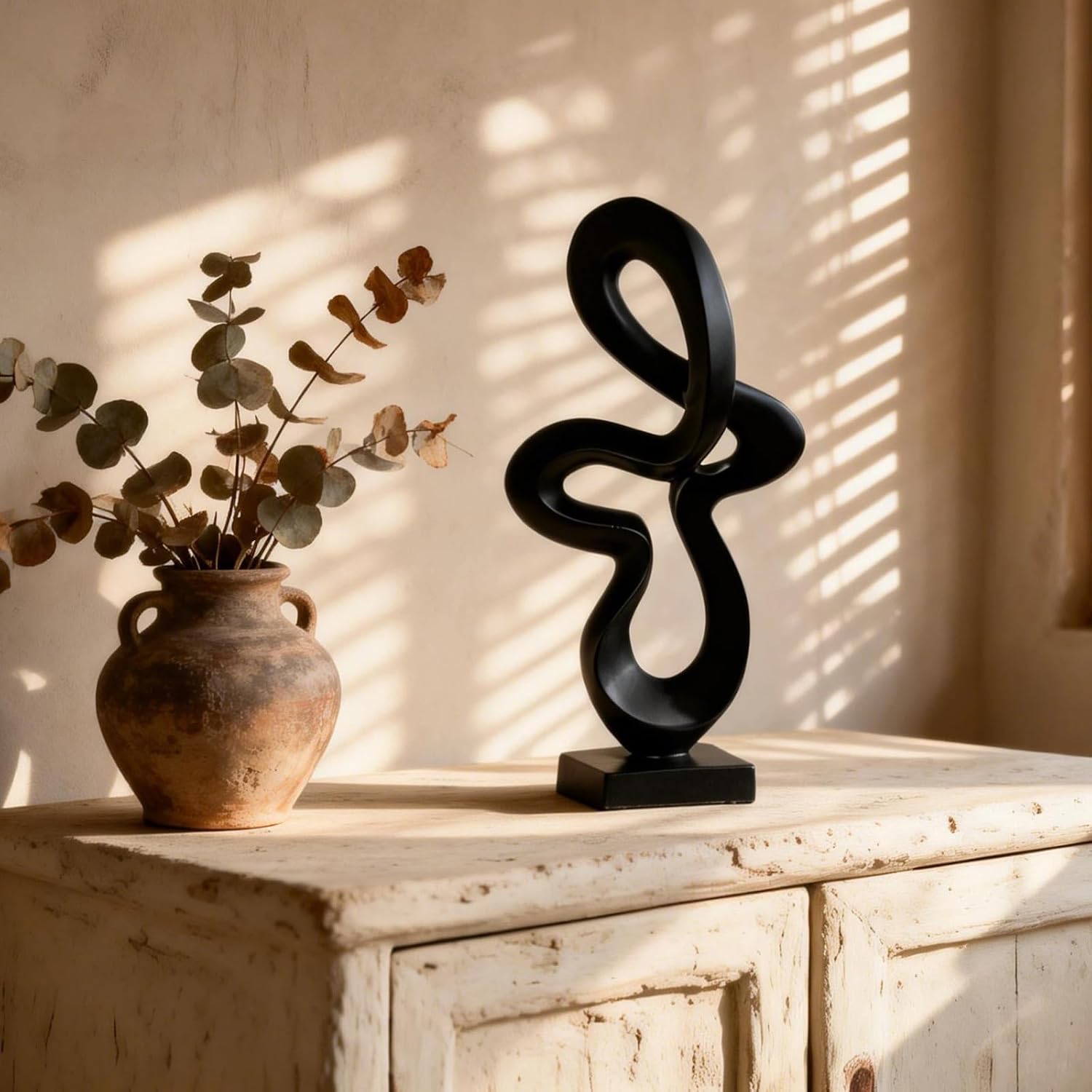 Modern Abstract Ribbon Statue Decor / Black