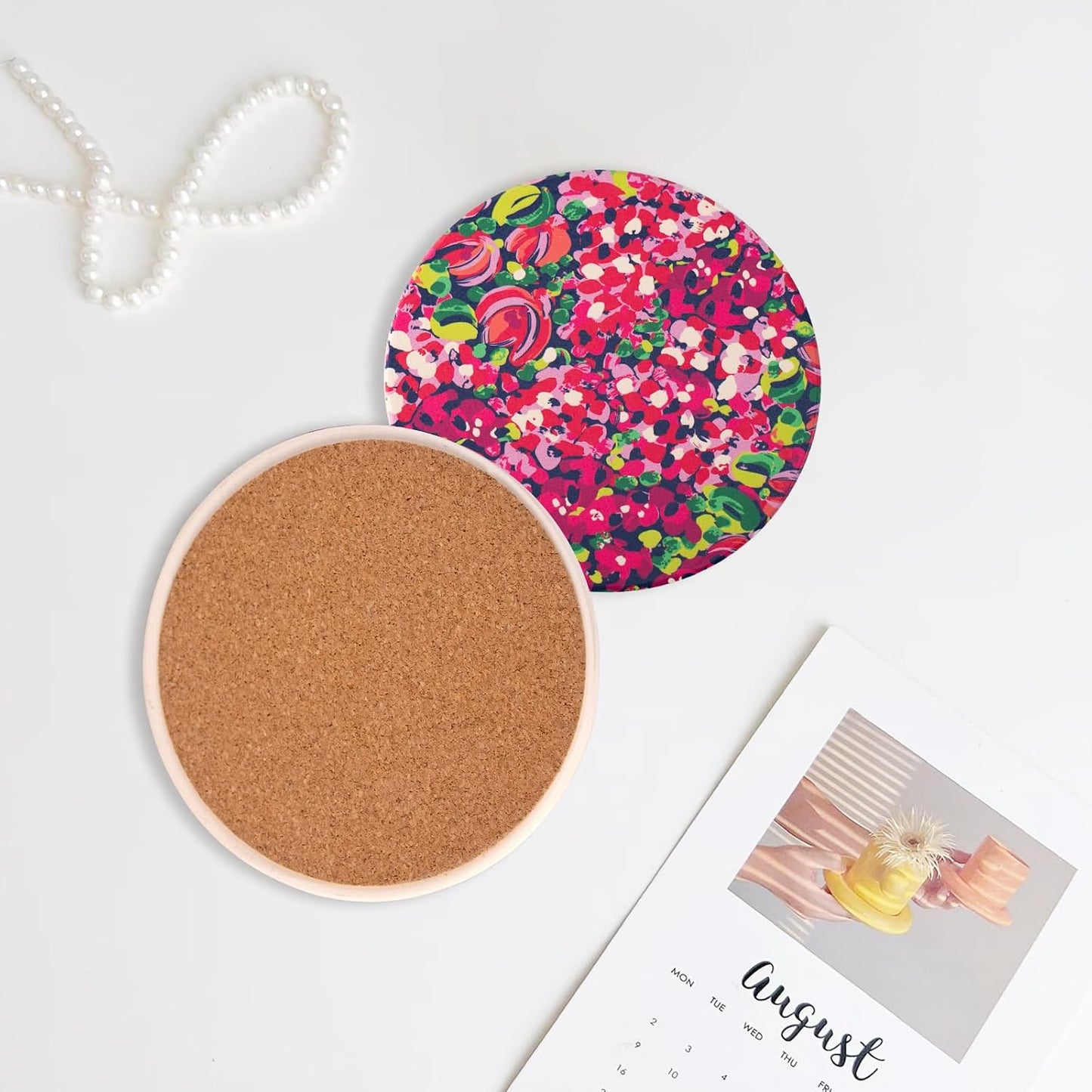 Absorbent Ceramic Coaster / 4 Inch / Set of 6