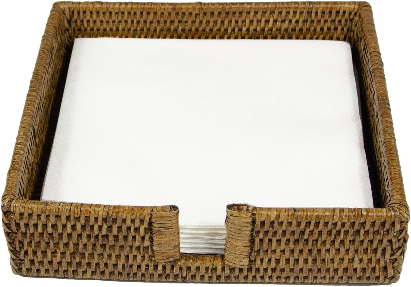 Rattan Dinner Napkin Holder / Natural / 9 x 9 x 2.5