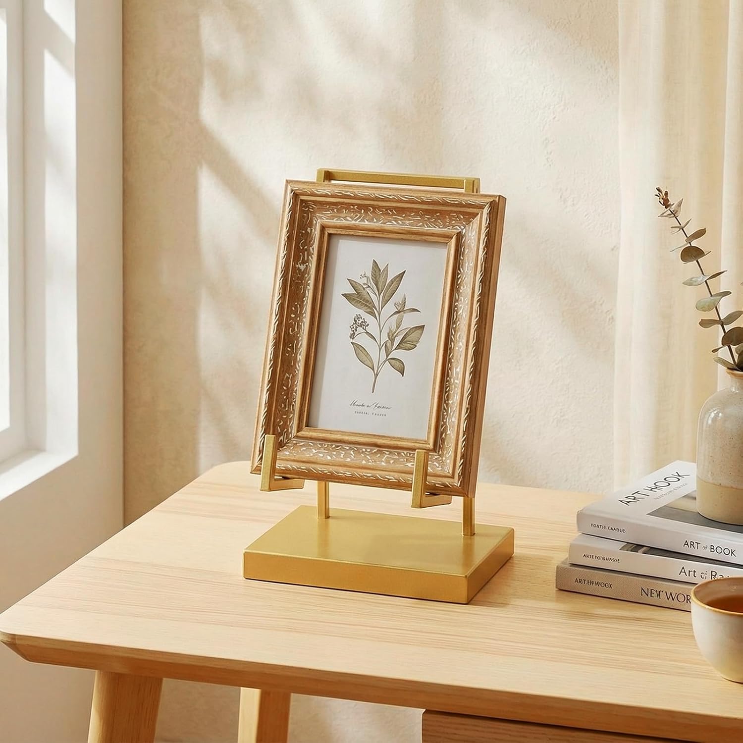 Metal Display Easel Stand Tabletop Easel Stand Modern Abstract Tabletop Display / 8 x 5 x 3 / Gold