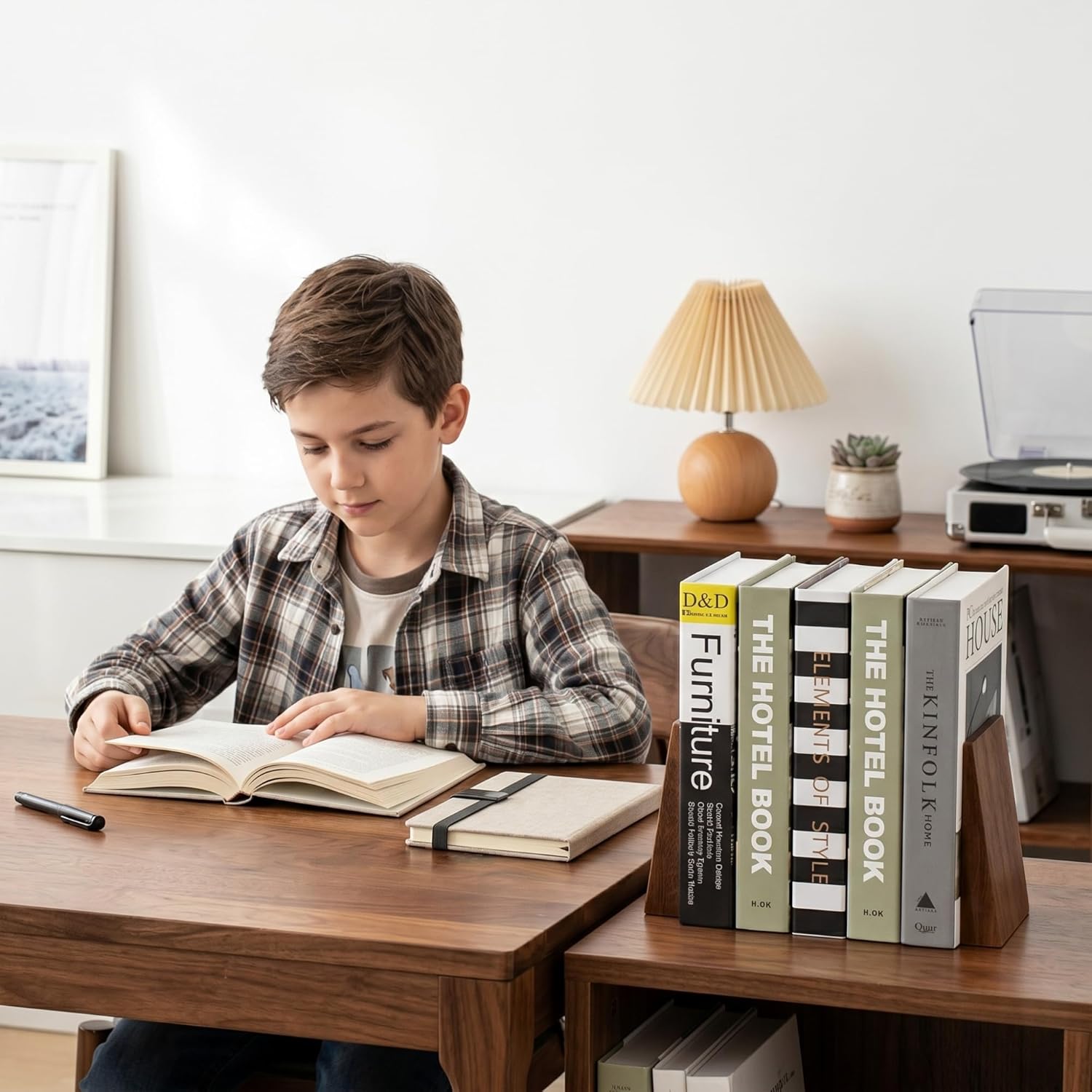 Thickened Wooden Bookends for Heavy Books / Walnut Wood