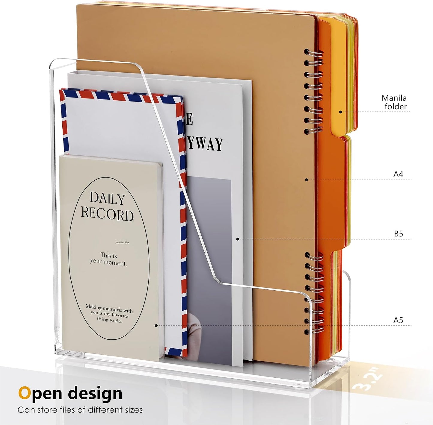 SANRUI 2-Pack Acrylic Magazine File Holder Desk Organizer Magazine Rack, Clear, Vertical File Sorter Holders, 9.45" D x