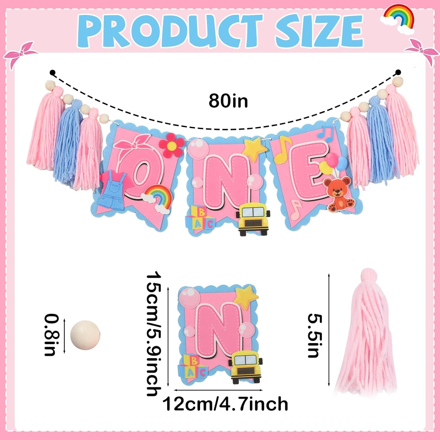 Girls 1st Birthday High Chair Banner English Teacher 1st Birthday Decorations Girls Highchair Wood