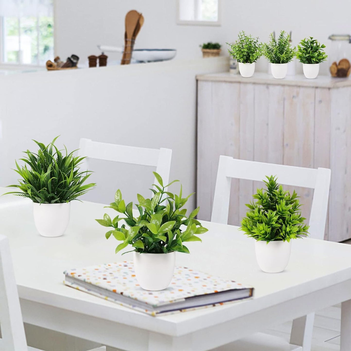 Artificial Plant Small Fake Plant Greenery Potted Plant Indoor Faux Plant Houes / Green / Set of 6