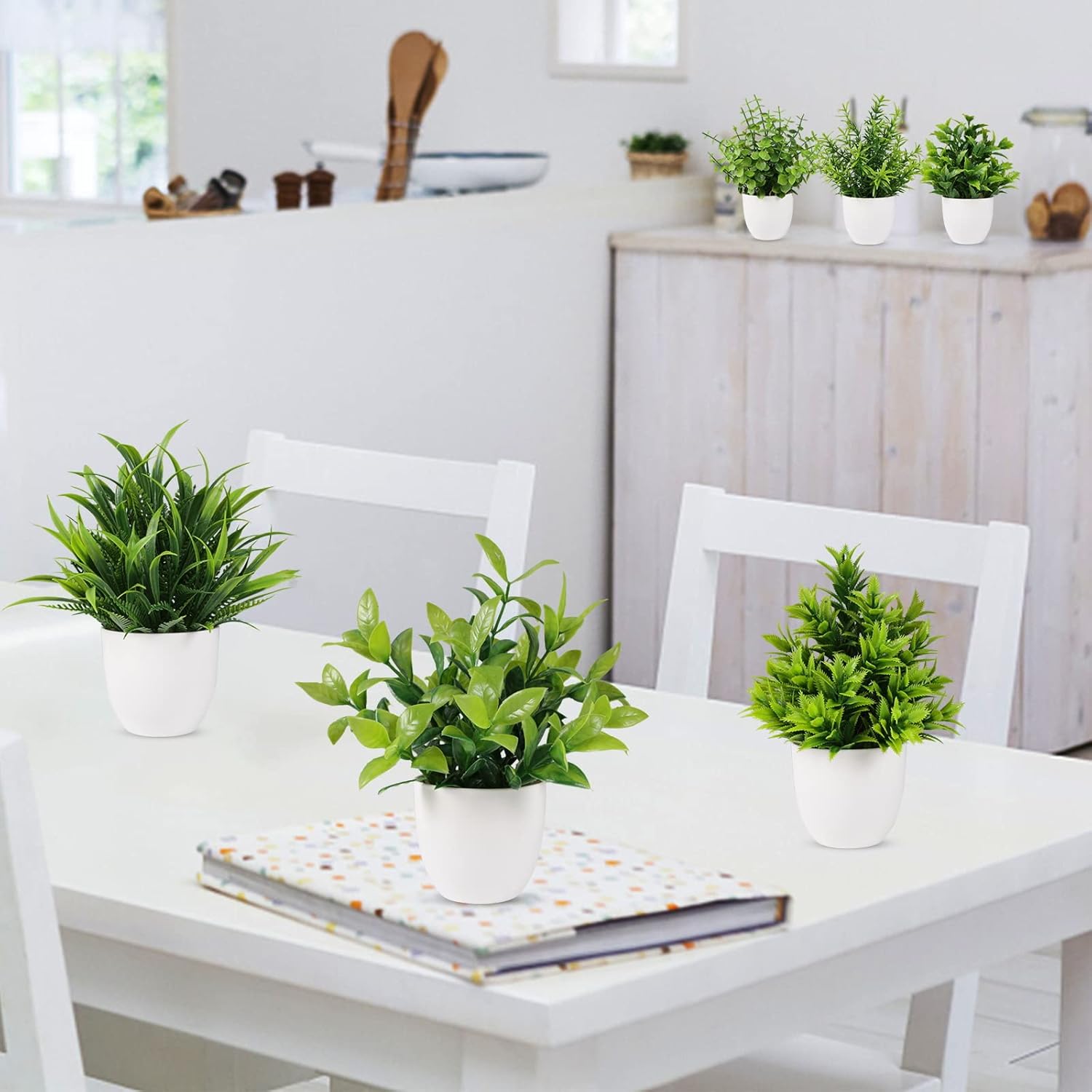 Artificial Plant Small Fake Plant Greenery Potted Plant Indoor Faux Plant Houes / Green / Set of 6