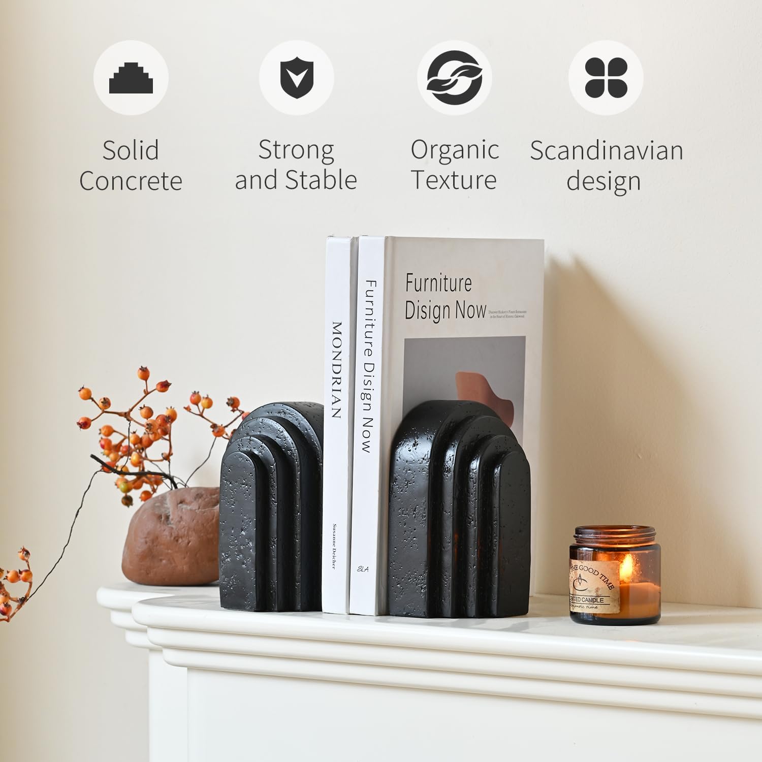 Decorative Bookends / Book Ends for Heavy Books / Black / Set of 2