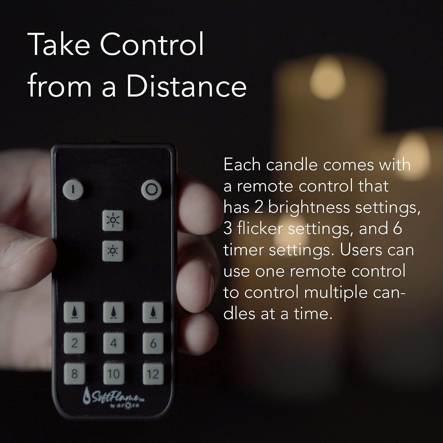 Flameless LED Candles with Remote Control, 4"x 10"Flickering 3D Moving Flame Battery Operated Candles in Real Wax Shell