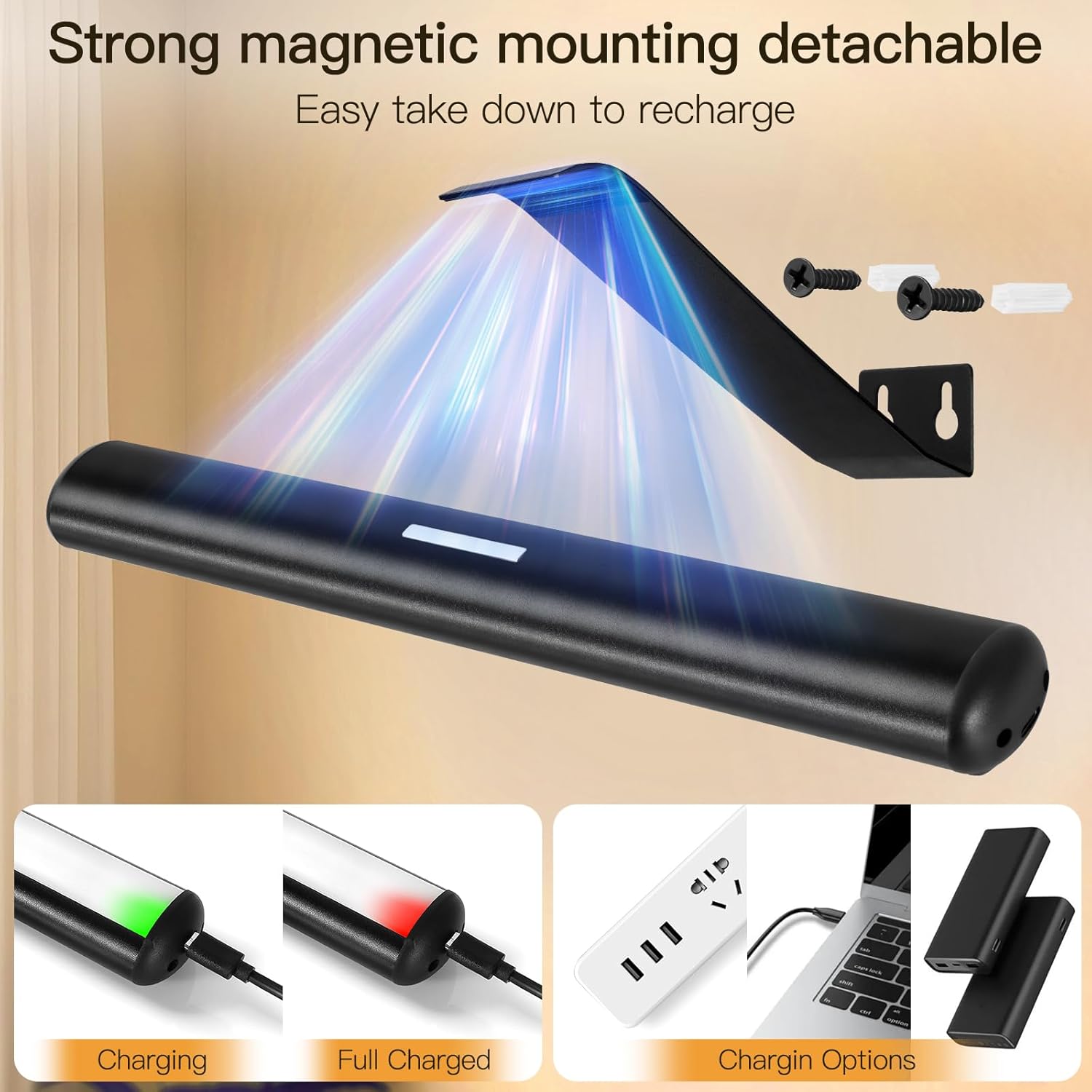 Picture Light Battery,Brightness Dimmable Timer Setting,Rechargeable Painting Light for Pictures Display Art on Wall