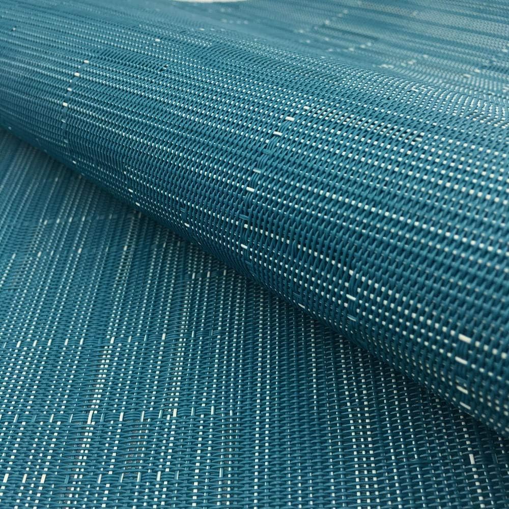 WAZAIGUR Oval Placemats Set of 8 for Dining Table Washable, Blue | Easy to Clean Imitation Bamboo Woven Vinyl Heat