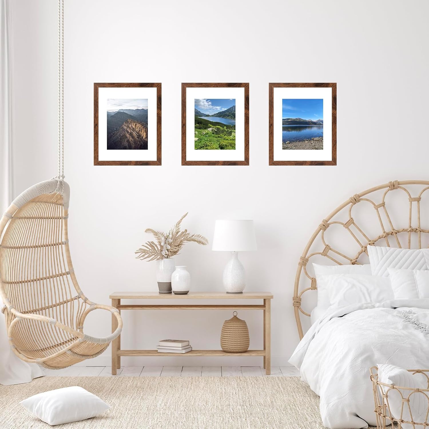 10x14 Picture Frame Set of 12 for 30 x 40 cm Diamond Art Painting, Display 8.5x11 With Mat or 10x14 Without, Wood Wall