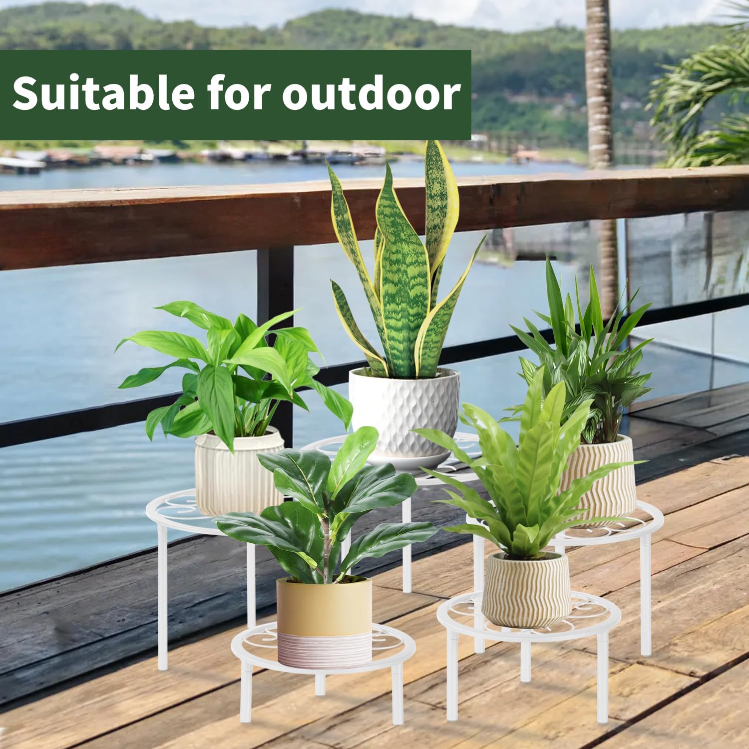 5 Pack Metal Plant Stands,Heavy Duty Potted Holder for Flower Pot, Rustproof Iron Plant Risers, Suitable for Indoor and