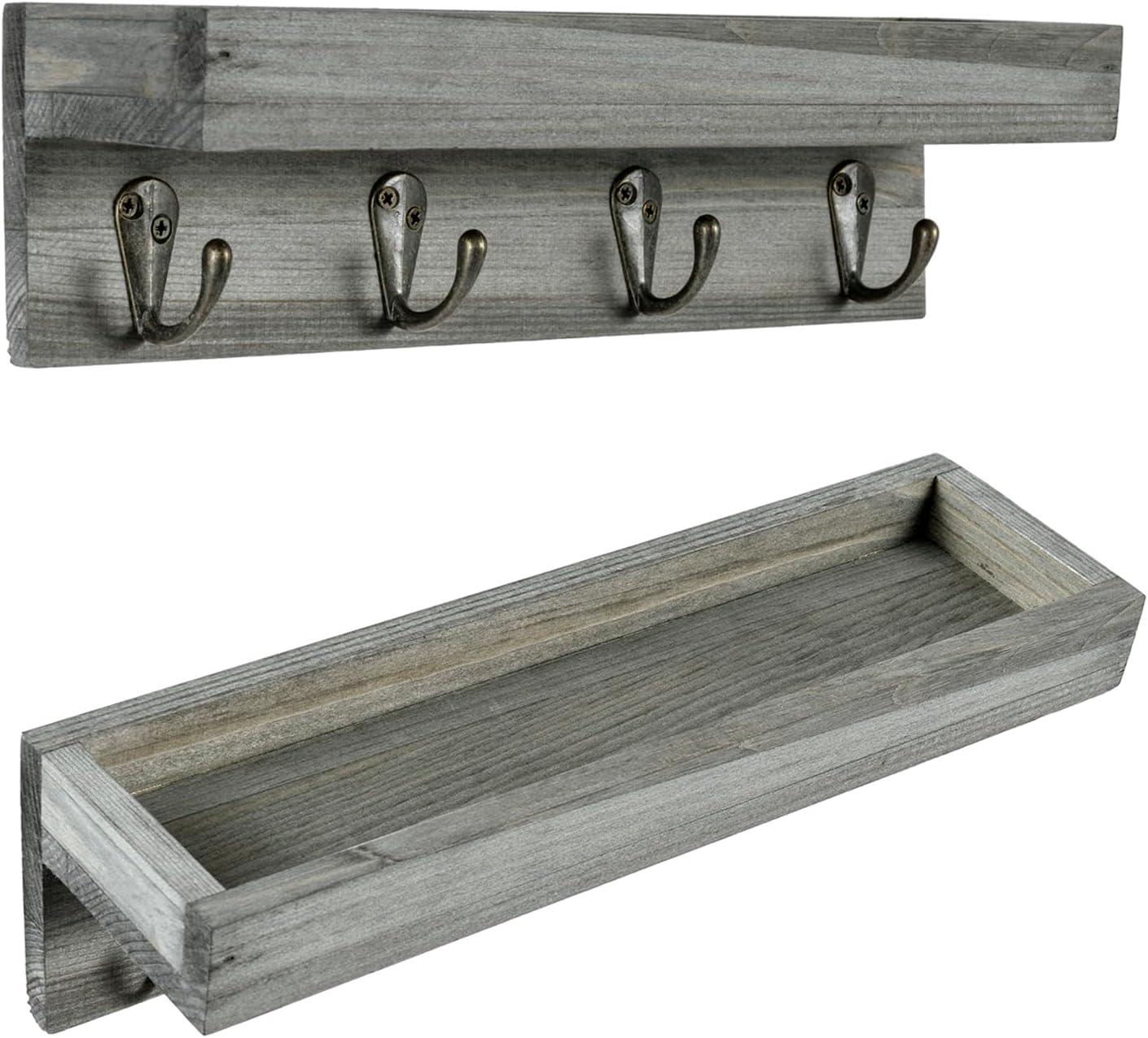 4 Metal Key Hooks / Vintage Gray / 10 Inch