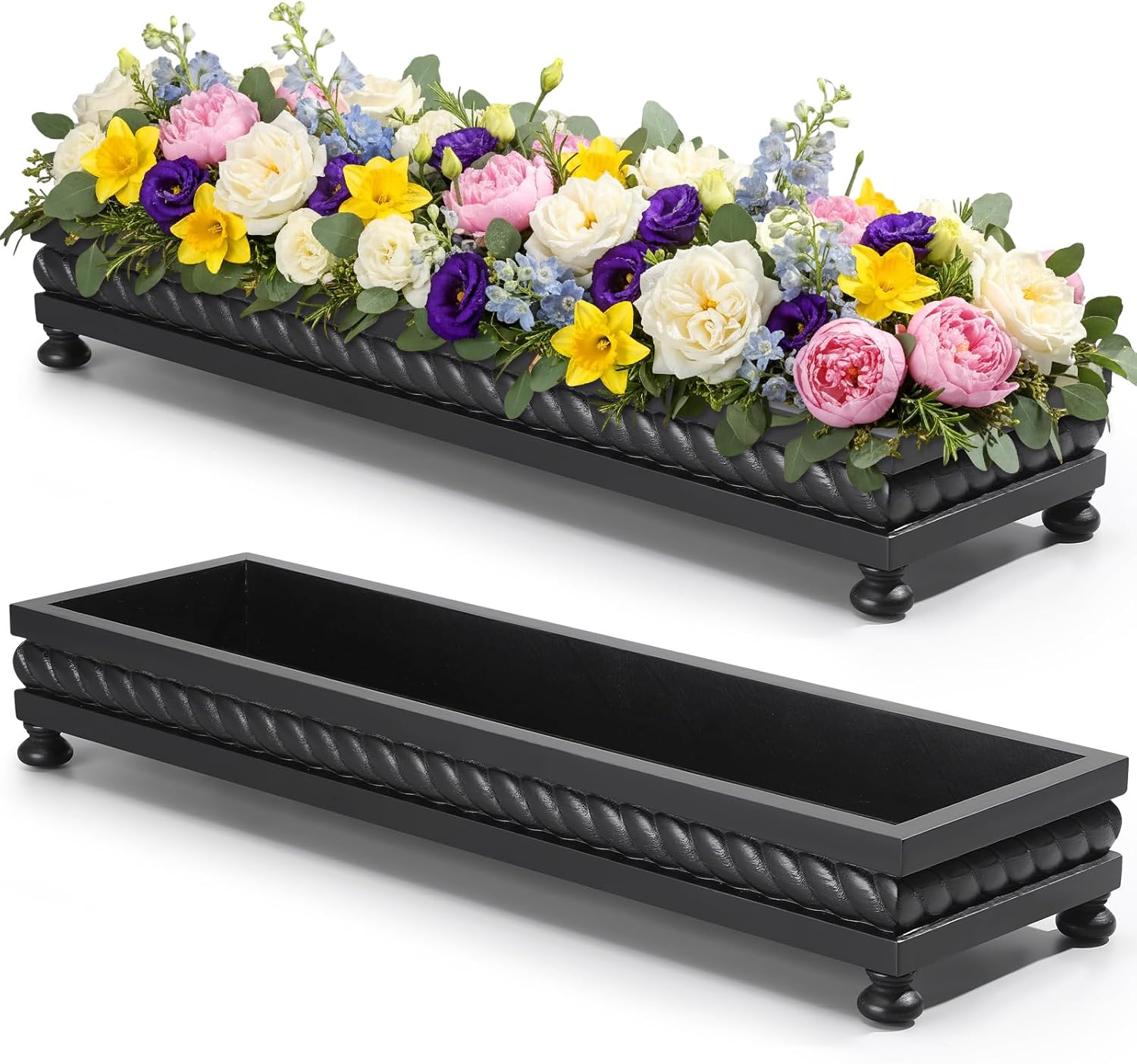 Spring Decorative Wooden Tables Centerpiece Tray / Black / Set of 24