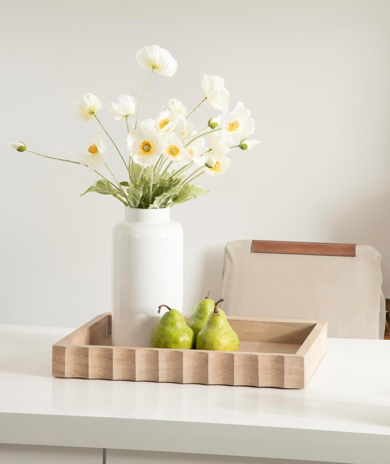 Modern Scalloped Serving Tray / Natural / 16 x 12