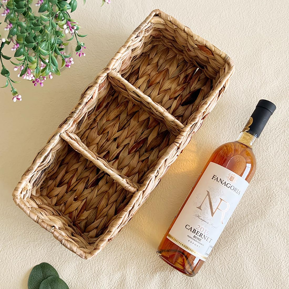 Rattan Napkin Holder / 3-Section Napkin Basket Decorative Wicker Napkin