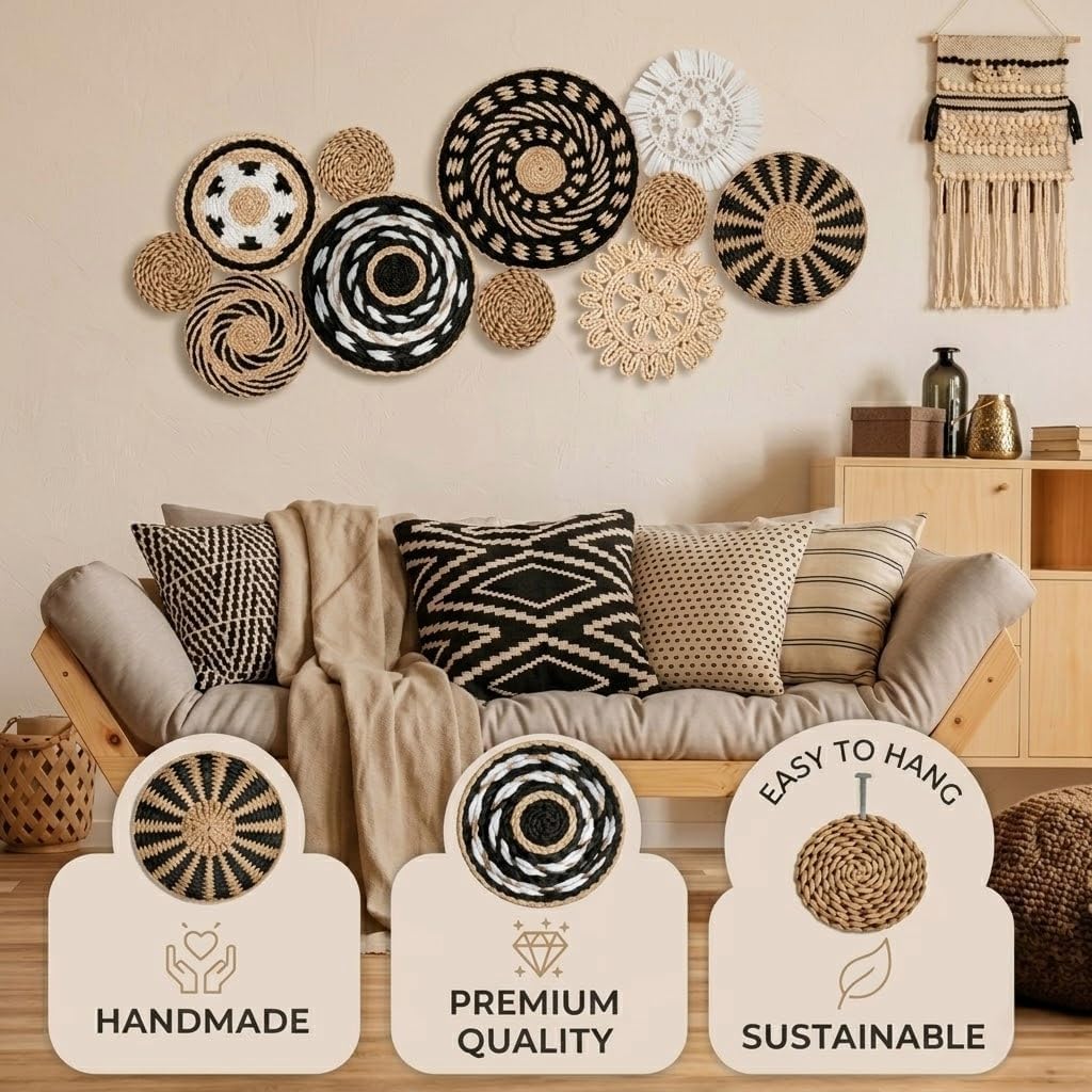 Handmade Woven Wall Baskets / Retro