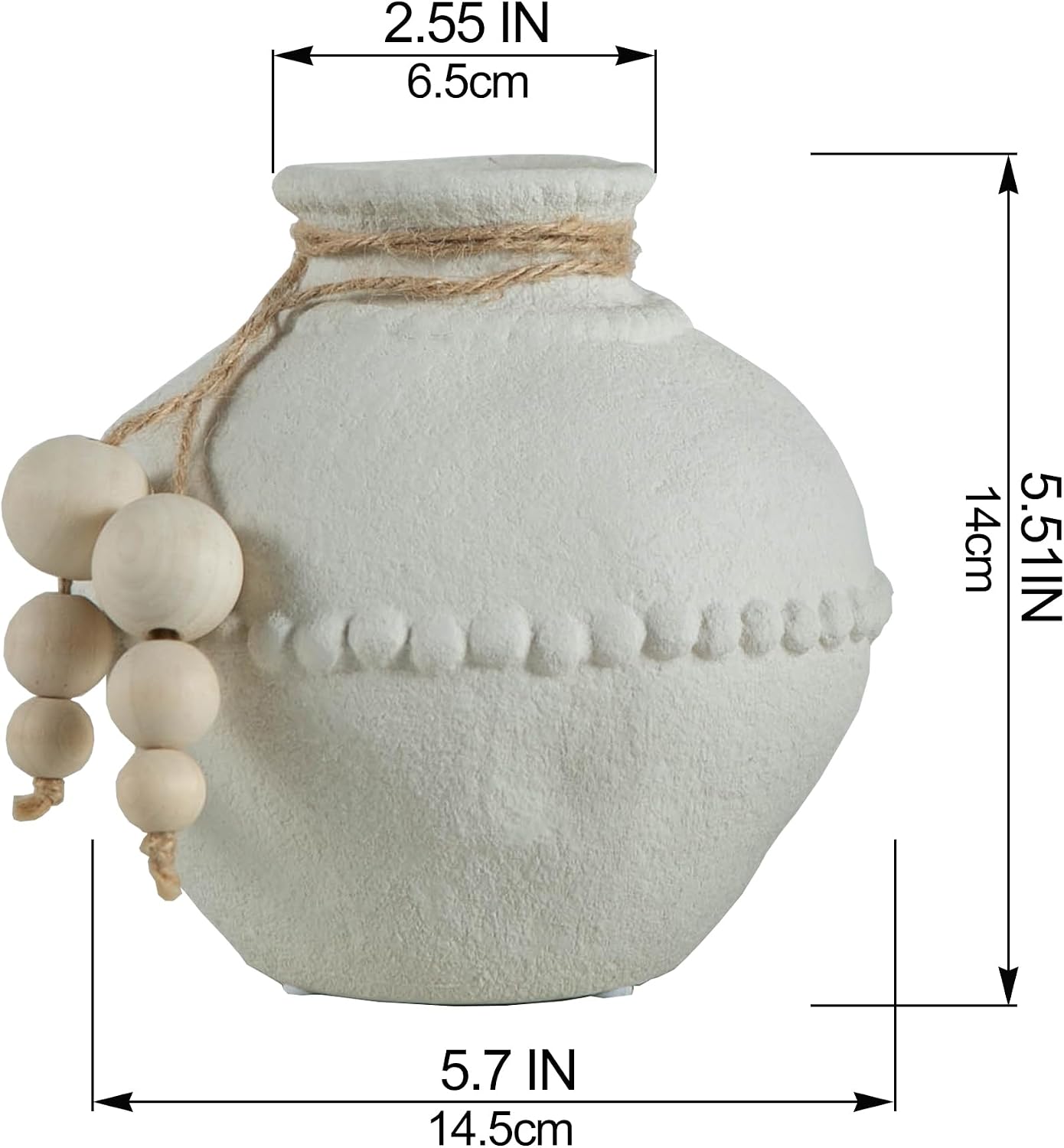 Rustic Ceramic Vase / White - Small