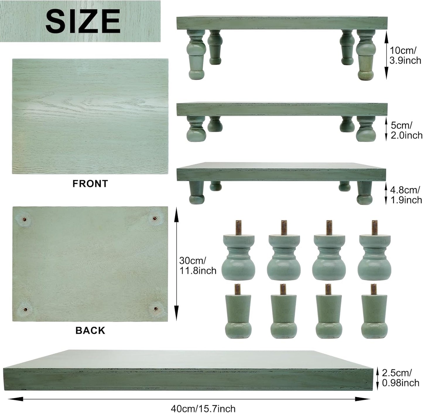 Wooden Riser Decorative Tray / Green
