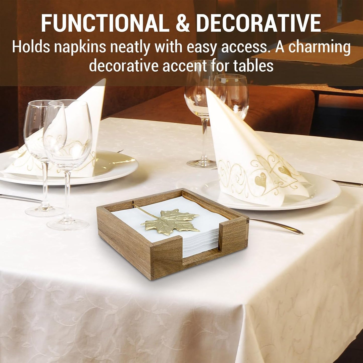 Acacia Wood Tabletop Napkin Holder / Acacia001
