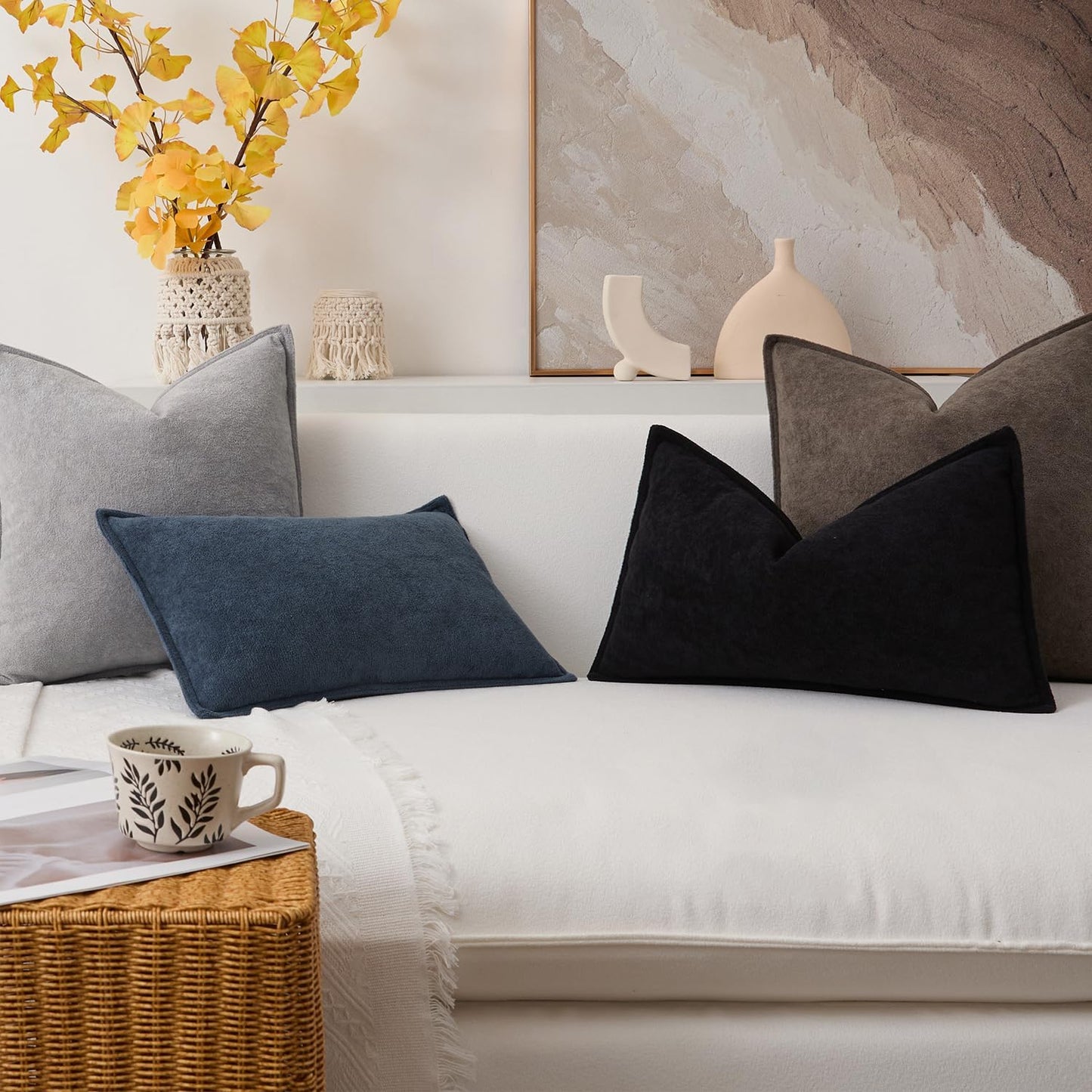 Kevin Textile Waterproof Decorative Pillow Covers Soft Boucle / 16 x 16 / Coco Brown / Set of 2