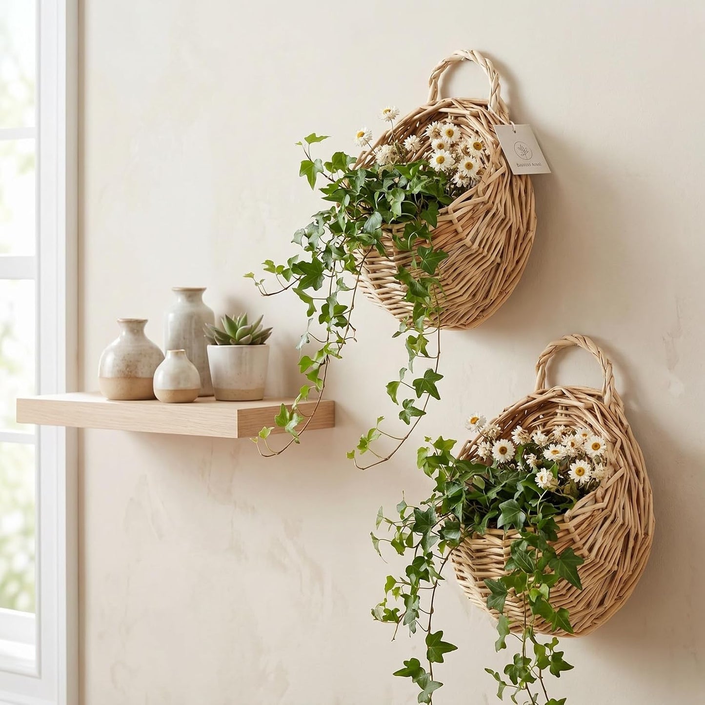 Woven Hanging Basket Decorative Wall Hanging / 23.00 x 18.00 x 9.00 / CM / As Shown 2 / Set of 2