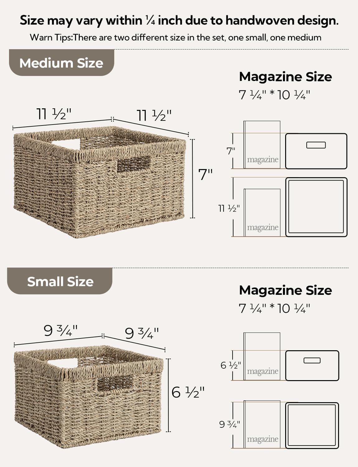 Wicker Storage Baskets / Natural