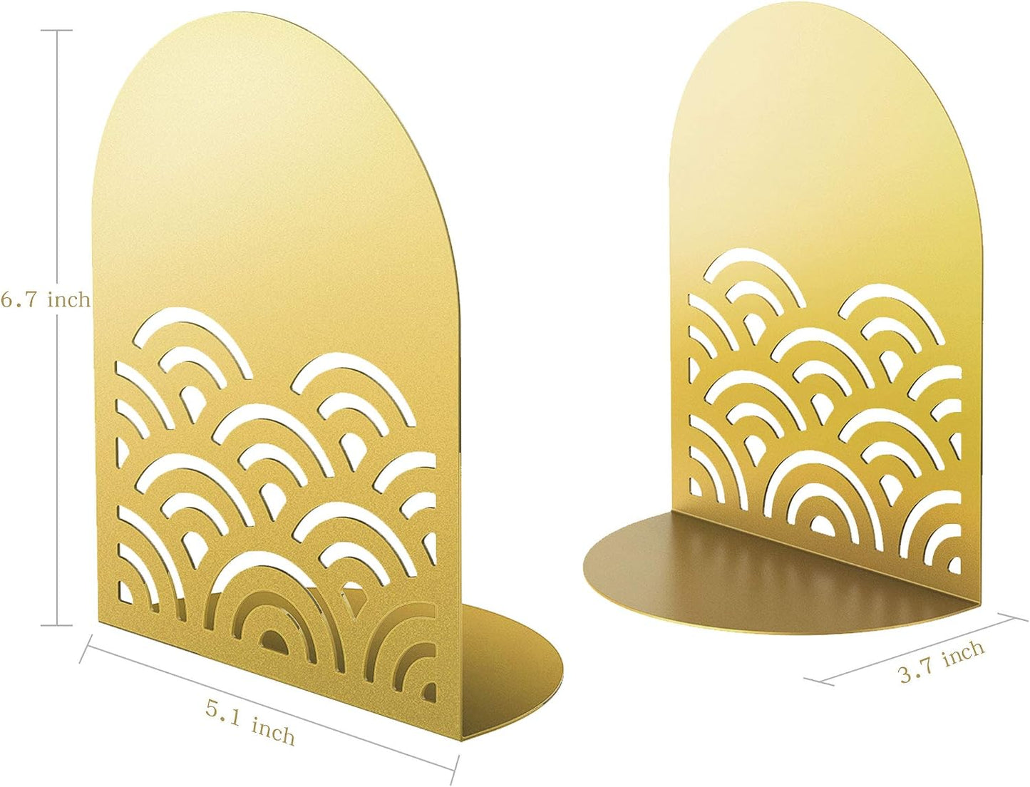 1 Pair Metal Wavy Pattern Book Holders / Gold