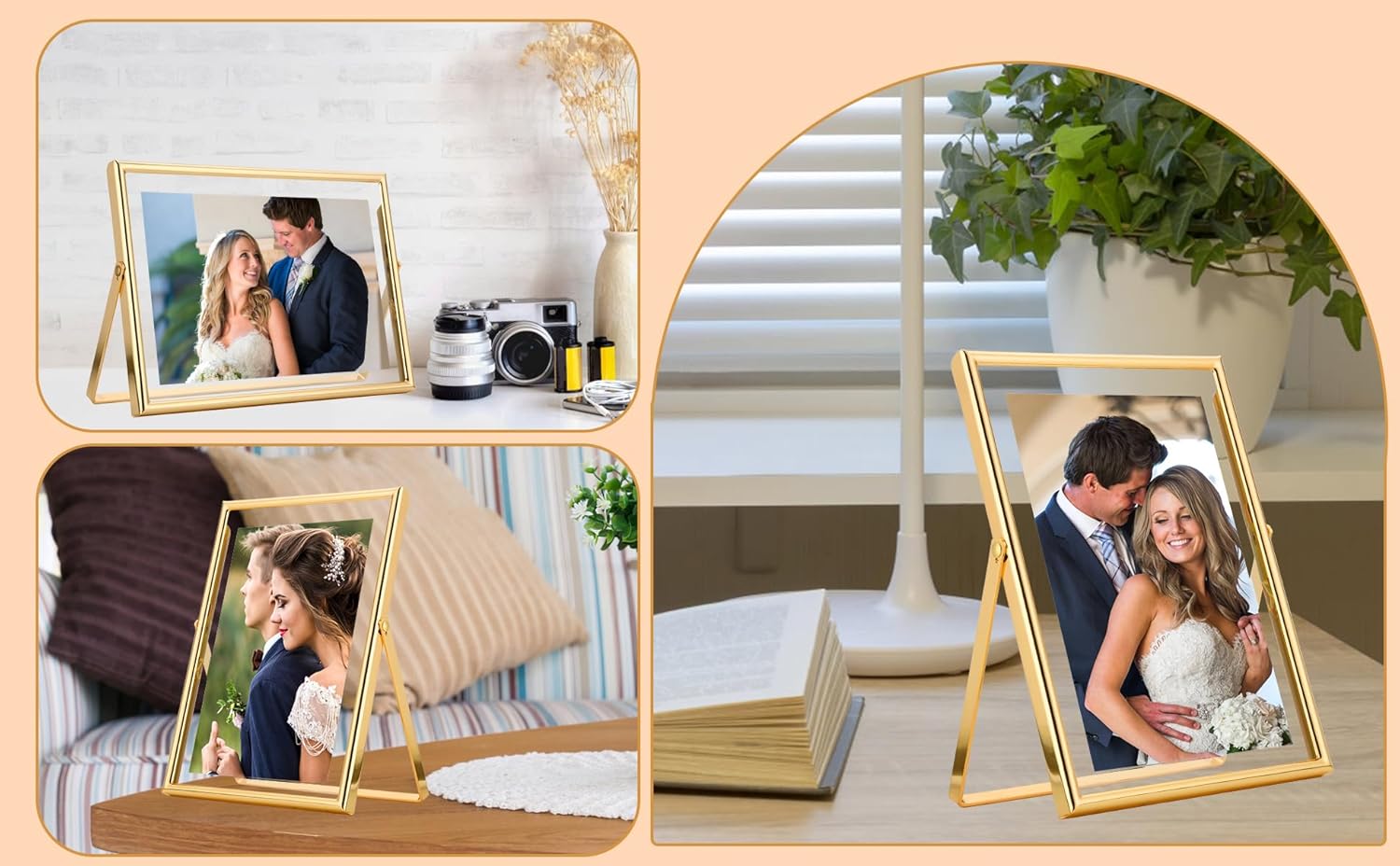 Floating Frame for picture / Gold / 4 x 6 / for ''2pk / Set of 2