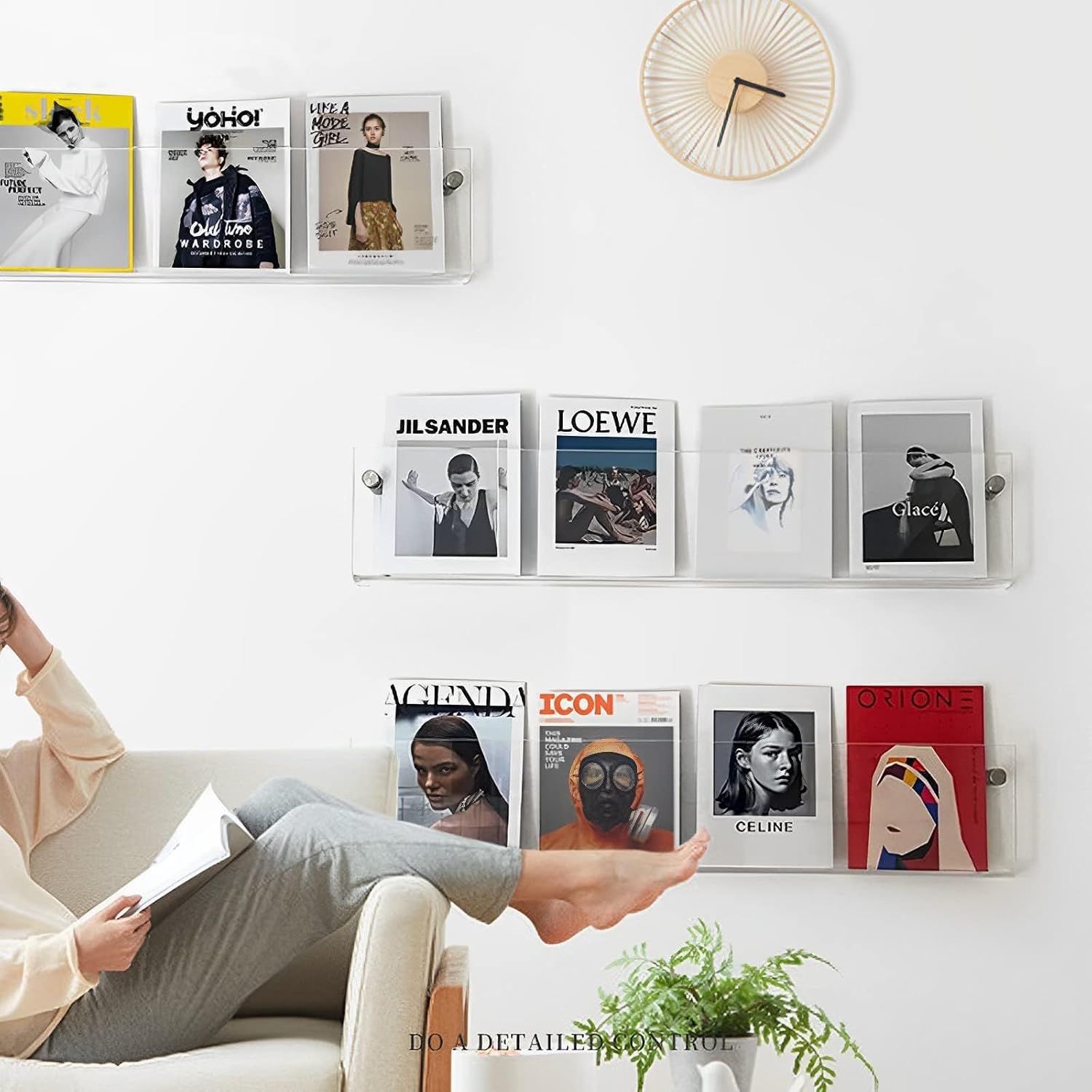 ROYALITA 4-Pack Acrylic Magazine Holder Display Records Holder, 24 Inch | Brochure Holder Floating Bookshelves Wall