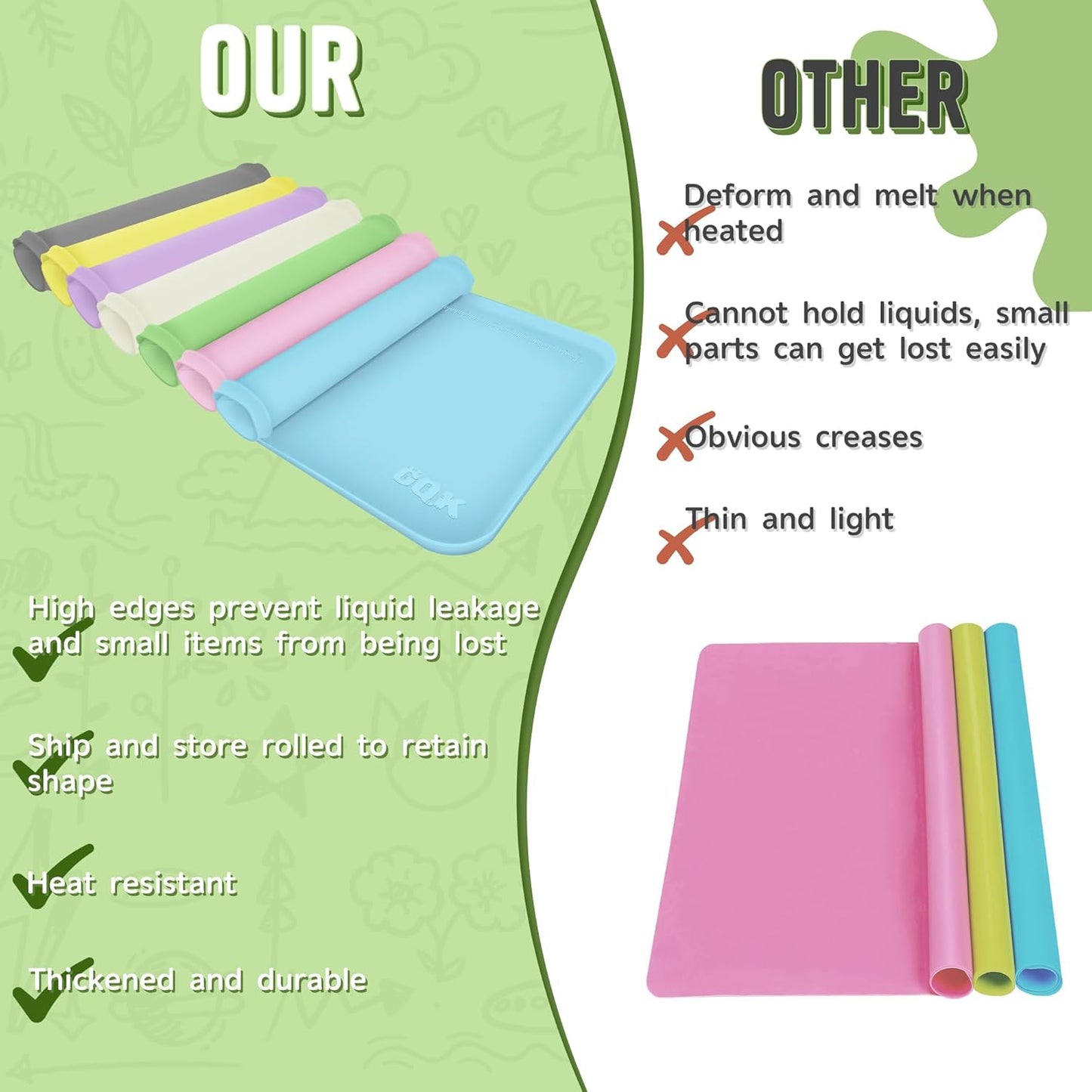 Painting Mat for Kids / 16 x 24 / Green