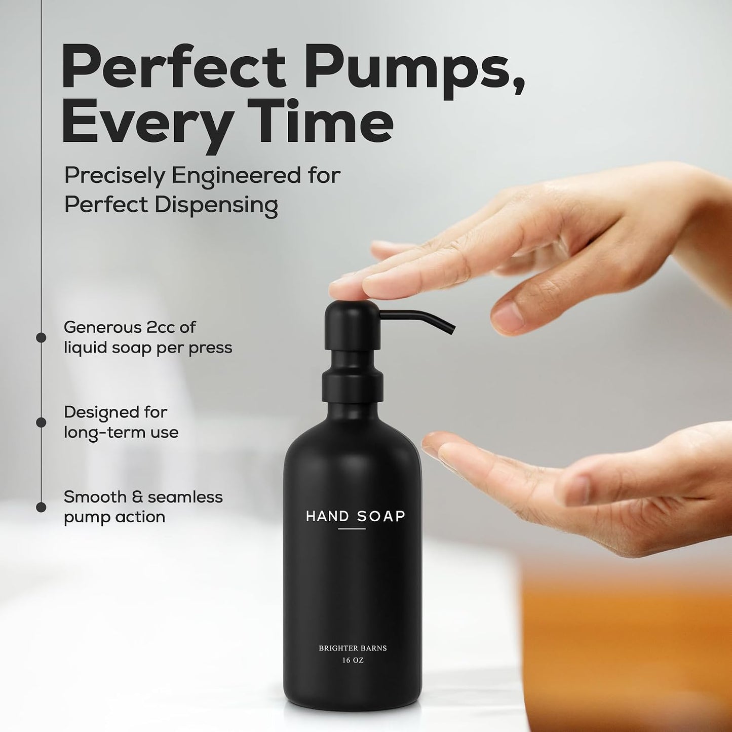 Black Glass Hand and Dish Soap Dispenser Set by Brighter Barns - Kitchen Soap Dispenser Set & Pump - Glass Bottles for